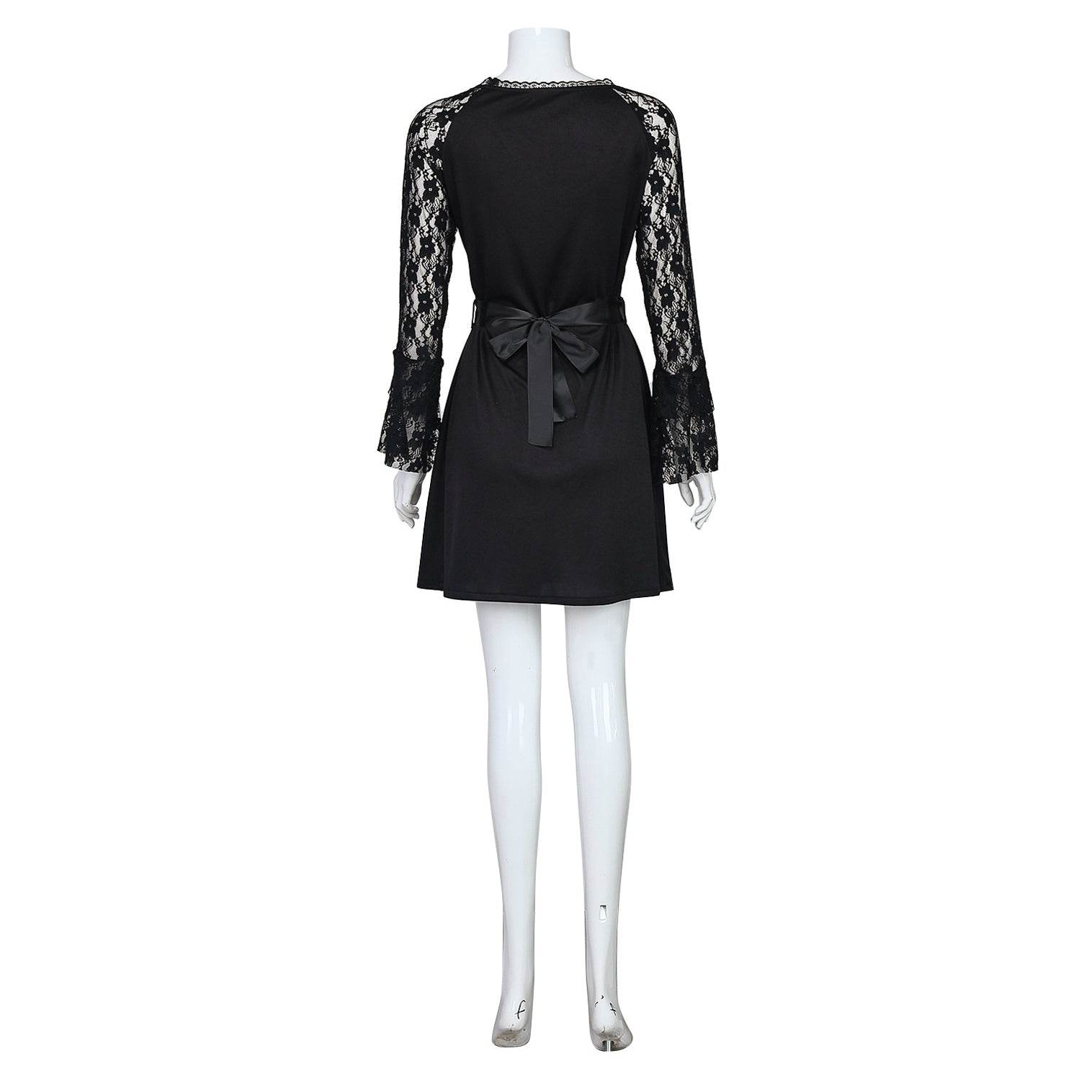 Lisa Frankenstein Misty Cosplay Costume Women Black Lace Long-sleeved Dress Party Carnival - Ecosfun