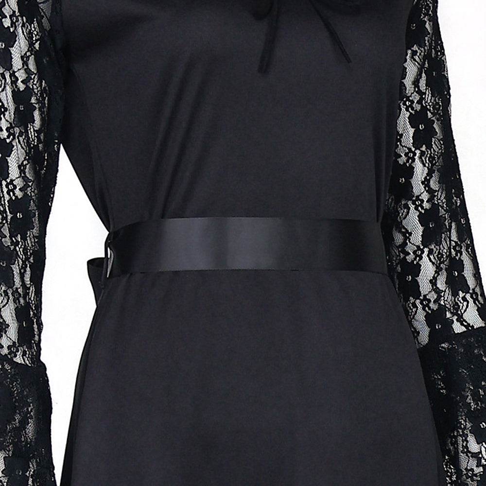Lisa Frankenstein Misty Cosplay Costume Women Black Lace Long-sleeved Dress Party Carnival - Ecosfun
