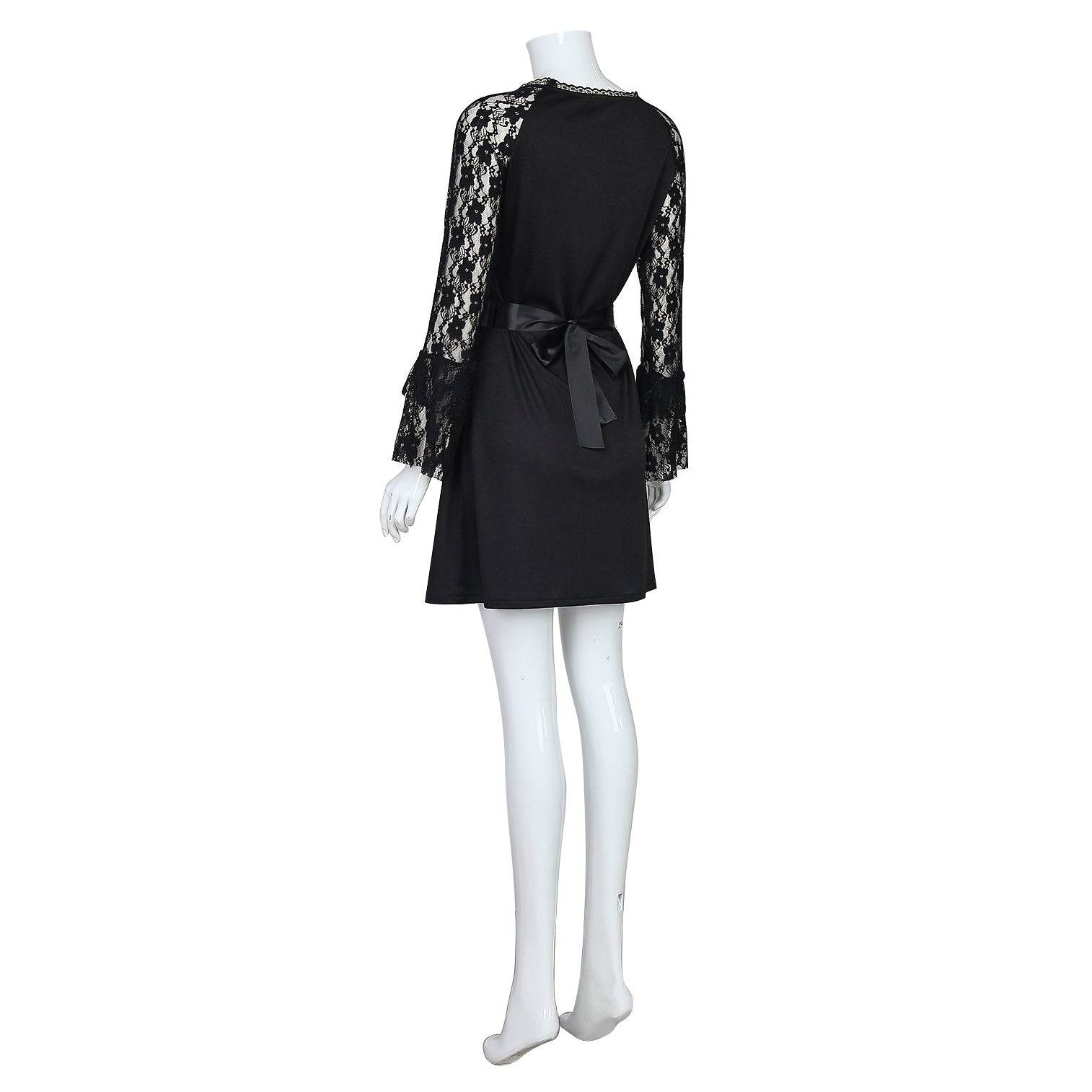 Lisa Frankenstein Misty Cosplay Costume Women Black Lace Long-sleeved Dress Party Carnival - Ecosfun