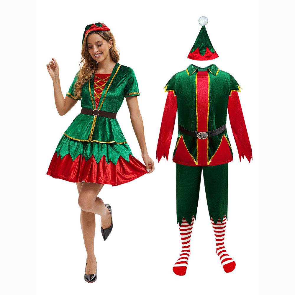 Green Christmas Party dress Costume adult couple stage costume - Ecosfun