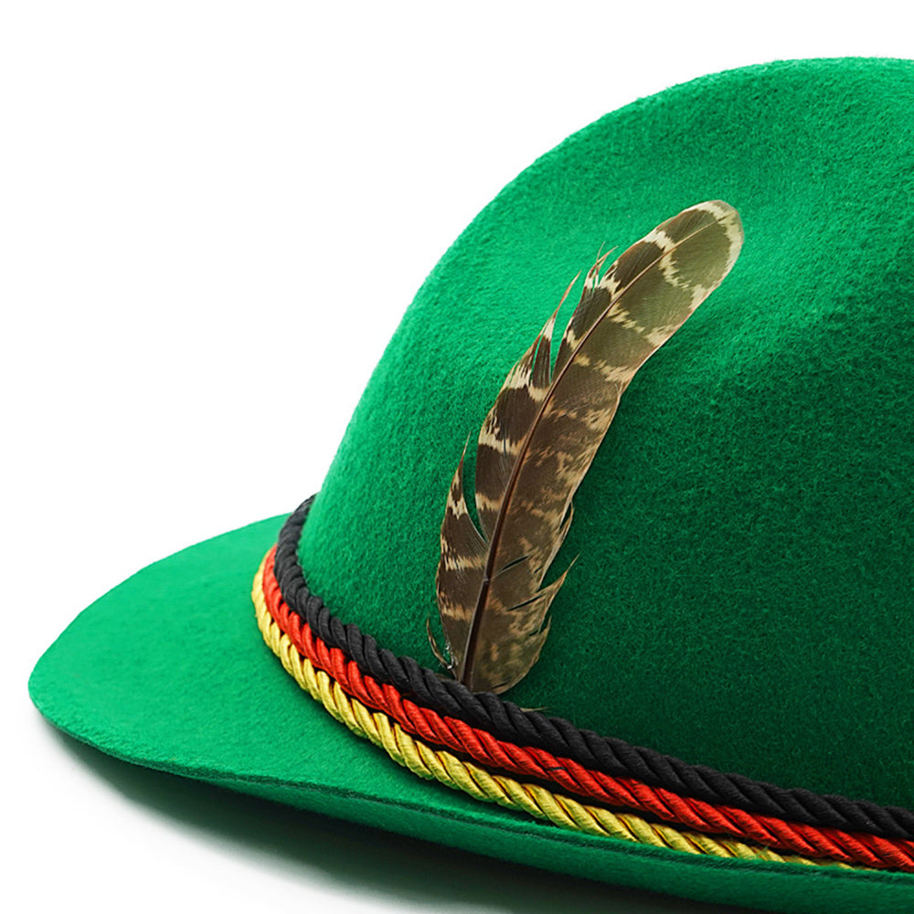 München Bier Deutscher Alpen Panama Jazz Federhut Halloween