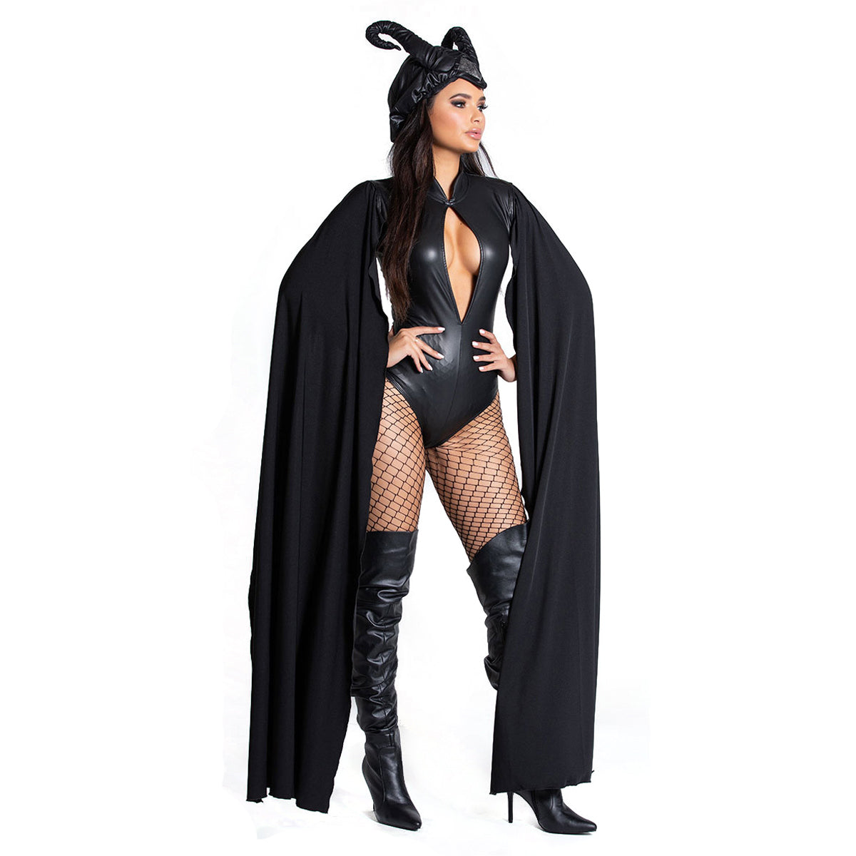 Stierhorn Maleficent Maskerade Kostüm Halloween Hexe Damen