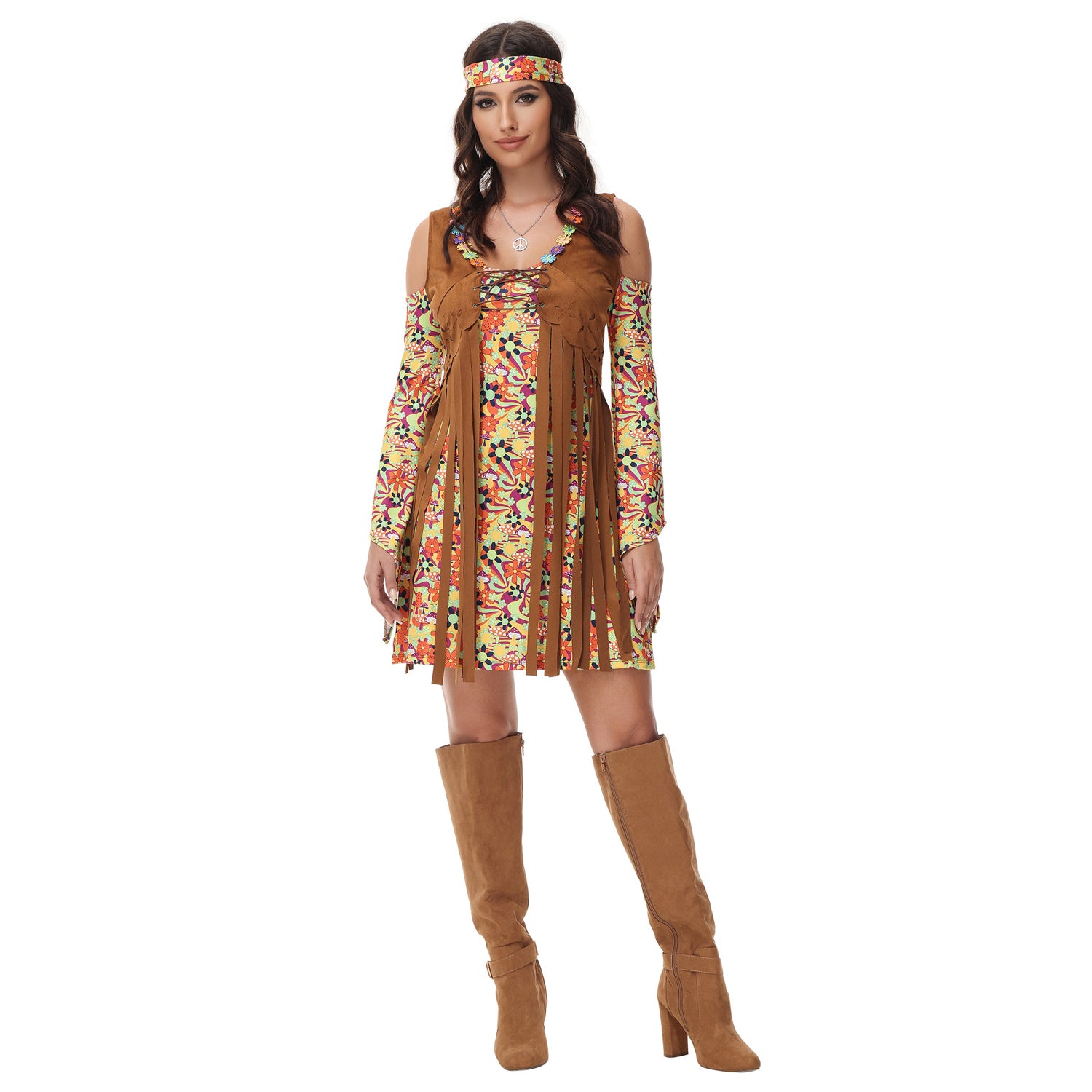 Pure Hippie Kostüm Klassisches Retro-Stil Kleid für Damen