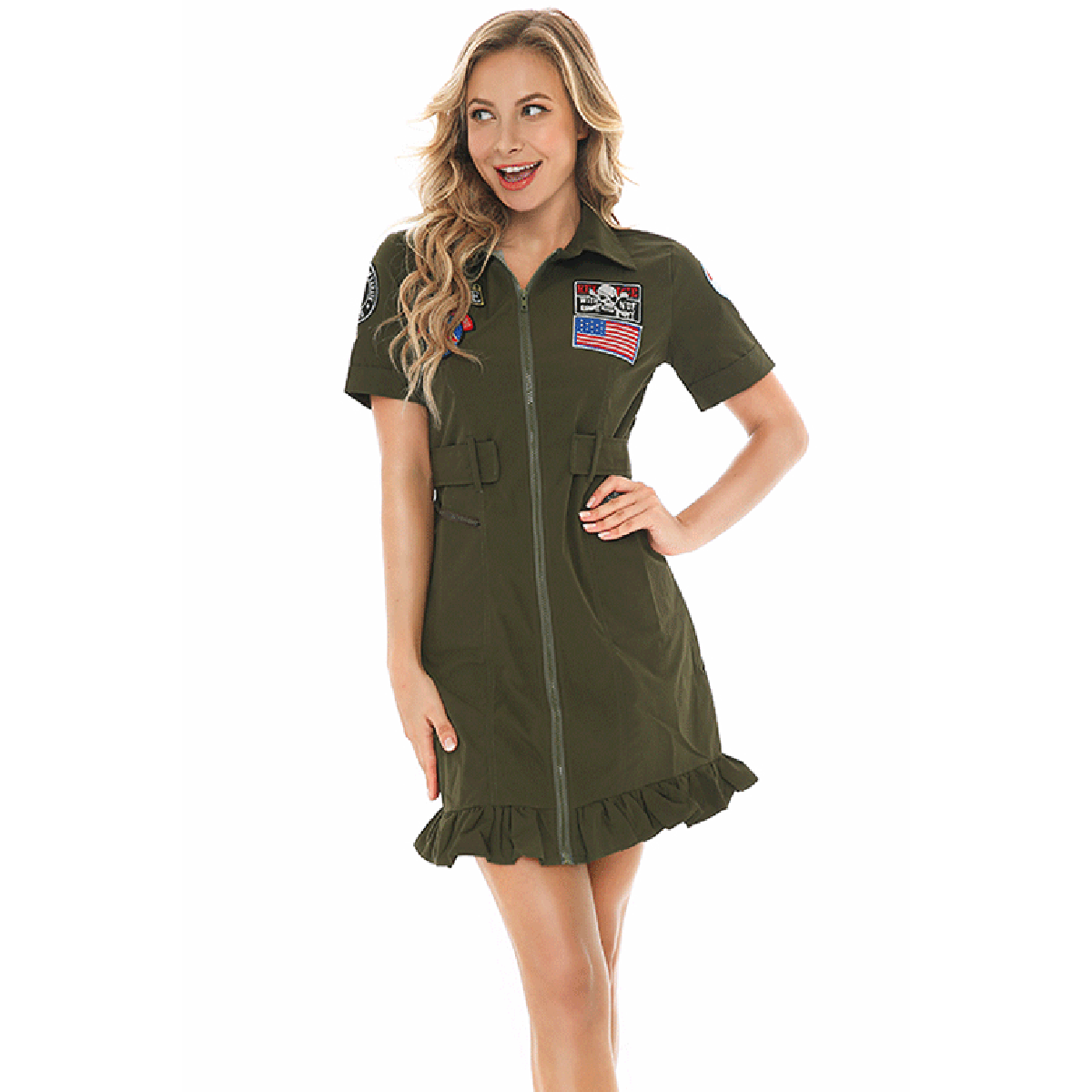 Top Gun Pilot Damen Maverick Flugkleid Kostüm