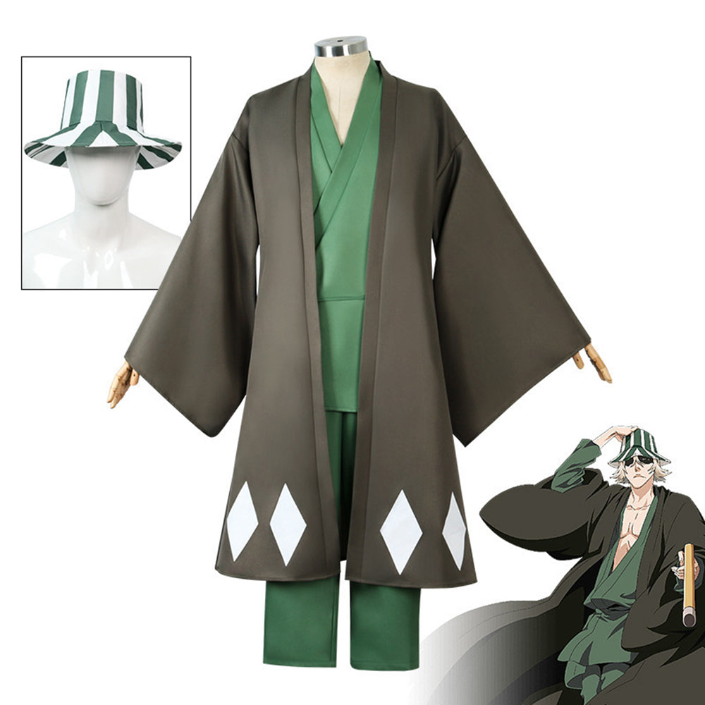 Bleach Urahara Kisuke Anime Cosplay Kostüm mit Hut Komplettset