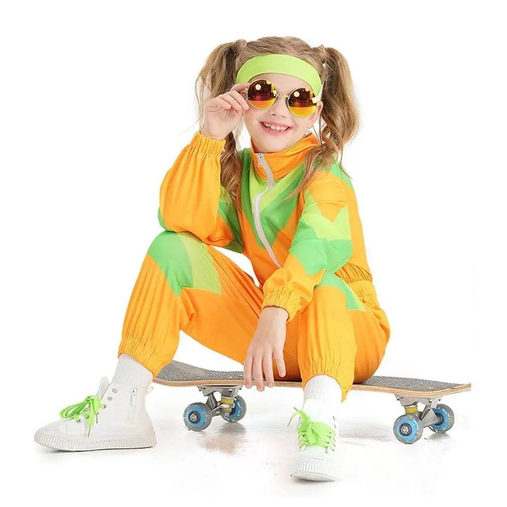 80s Retro Disco Costumes Fancy Dress Cosplay Halloween Jumpsuit For Kids - Ecosfun