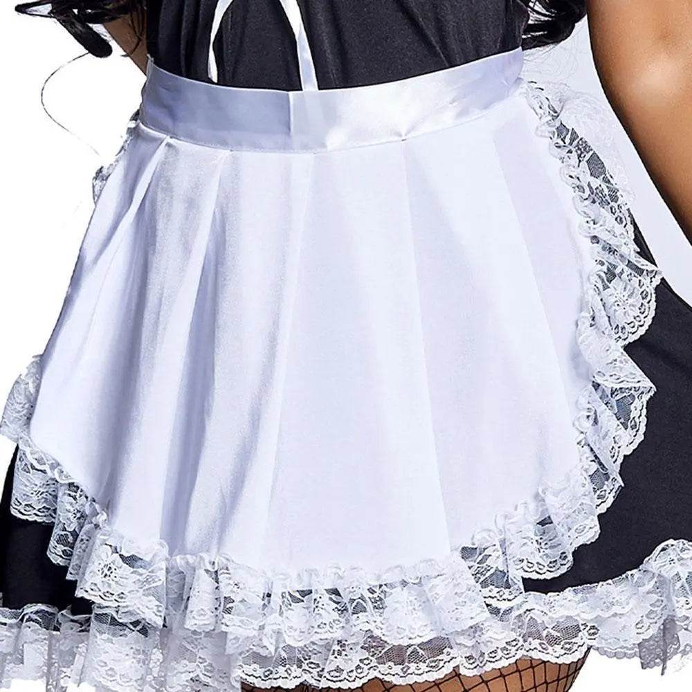 Black and white suspenders Japanese style maid Costume work clothes housekeeper lace short skirt - Ecosfun