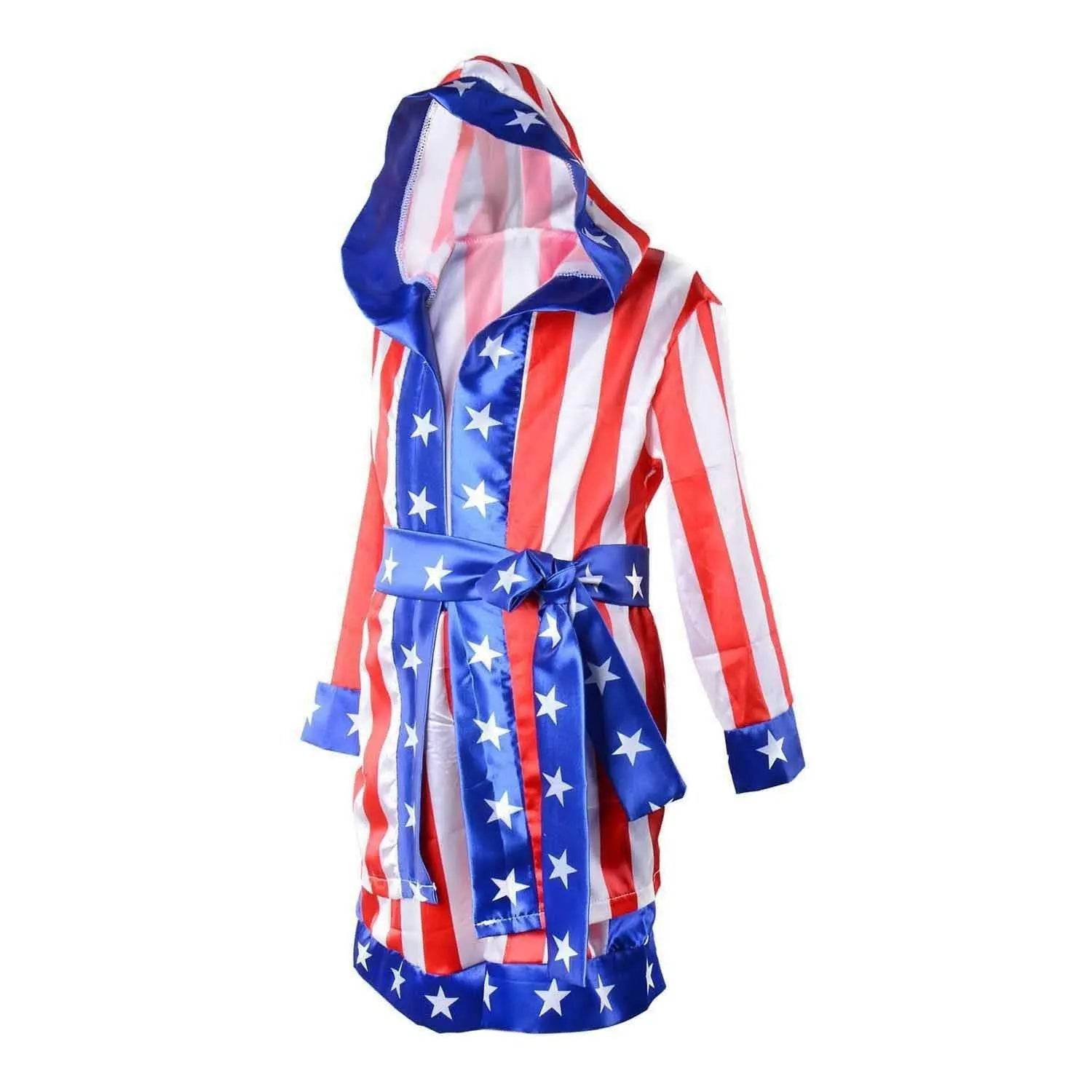 Boxer Cosplay Costume Rocky Balboa Suit Uniform American Star Stripes Robe Italian Boxing Outfit Set for Kids - Ecosfun