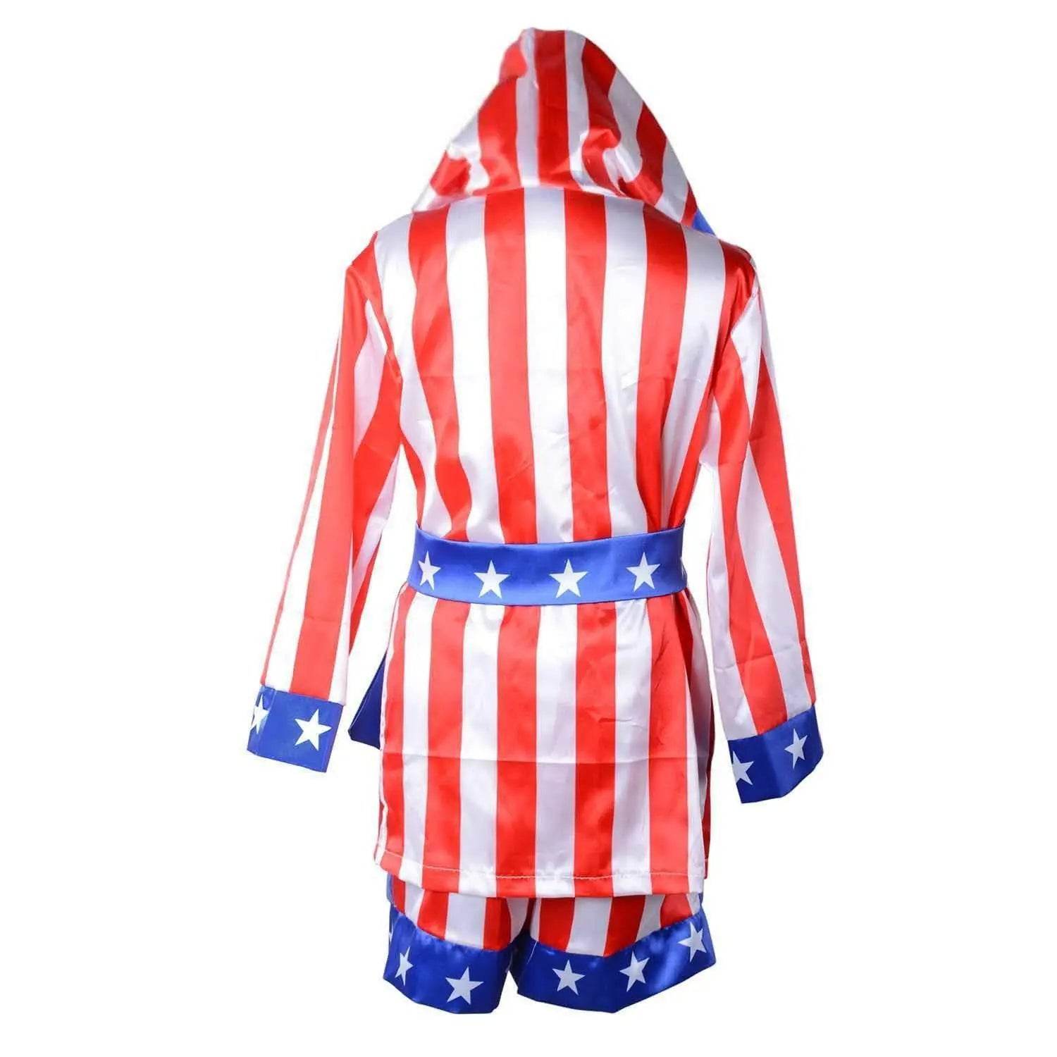 Boxer Cosplay Costume Rocky Balboa Suit Uniform American Star Stripes Robe Italian Boxing Outfit Set for Kids - Ecosfun