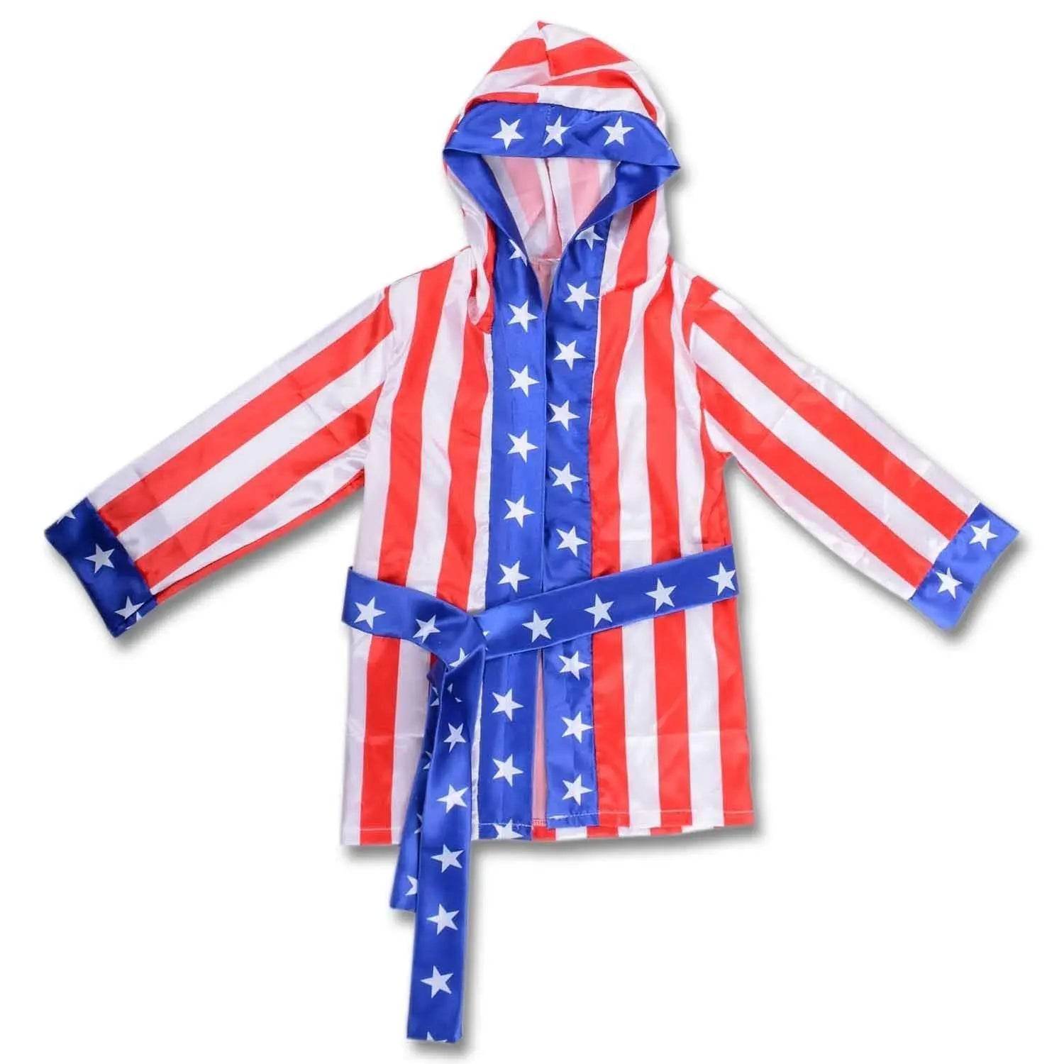 Boxer Cosplay Costume Rocky Balboa Suit Uniform American Star Stripes Robe Italian Boxing Outfit Set for Kids - Ecosfun