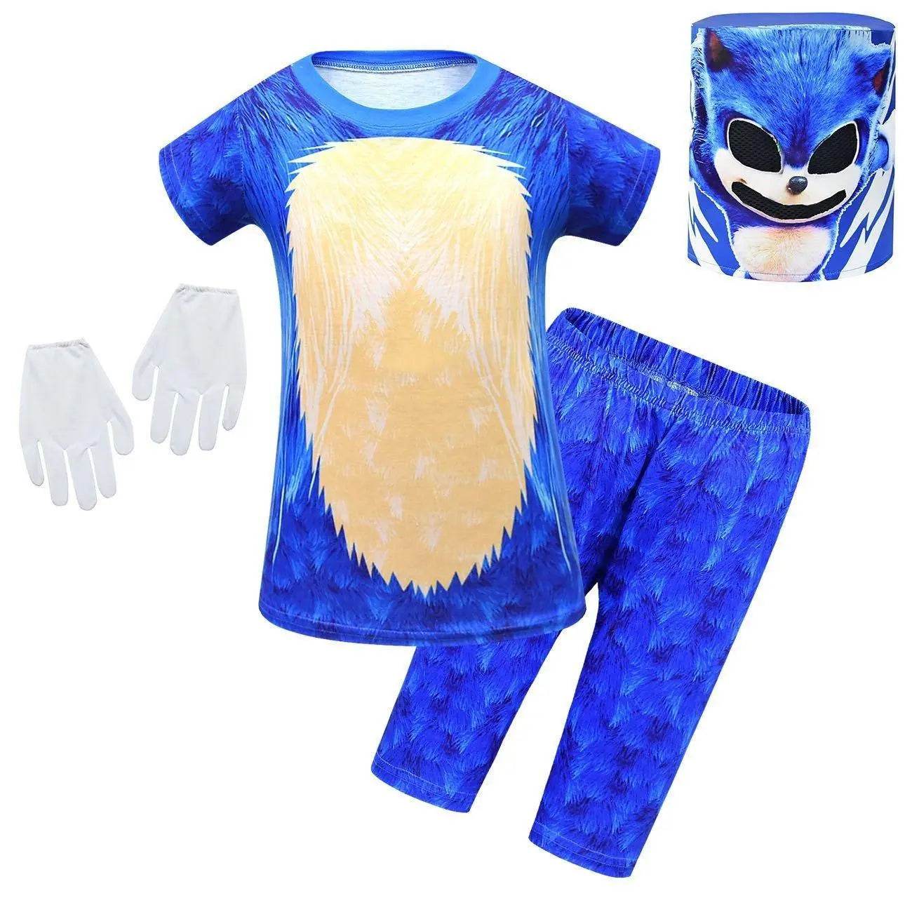 Boys Sonic the Hedgehog Print Costume Short sleeve Pants Suit - Ecosfun