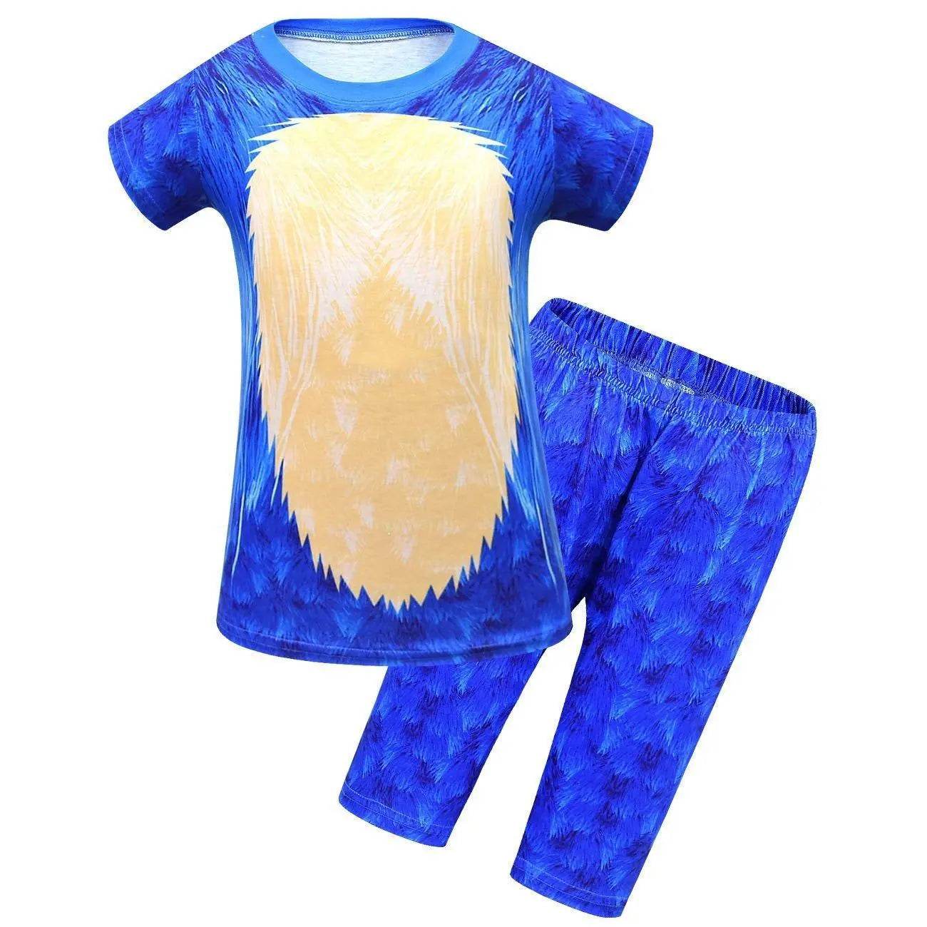 Boys Sonic the Hedgehog Print Costume Short sleeve Pants Suit - Ecosfun