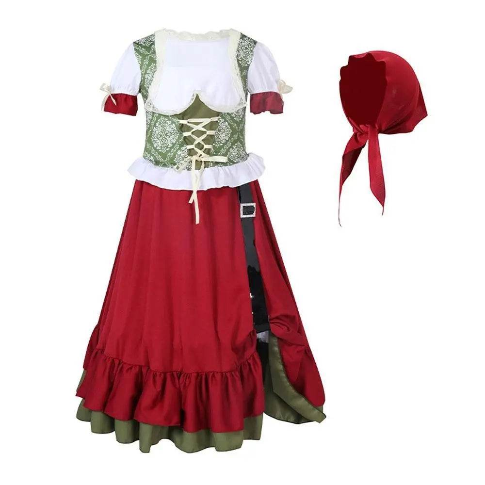 Children's Farm Oktoberfest Halloween Costume Wine Red Dance Skirt Outfit - Ecosfun