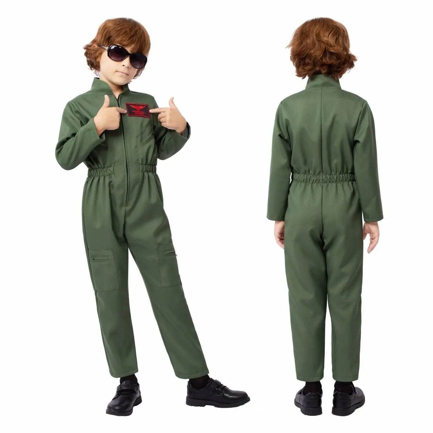 Children's Fighter Pilot Costume Halloween Carnival and Kindergarten Performance Jumpsuit - Ecosfun