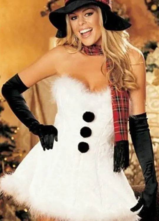 Christmas Costumes Furry Edge Snowman Button Dress Christmas Photography Suit - Ecosfun