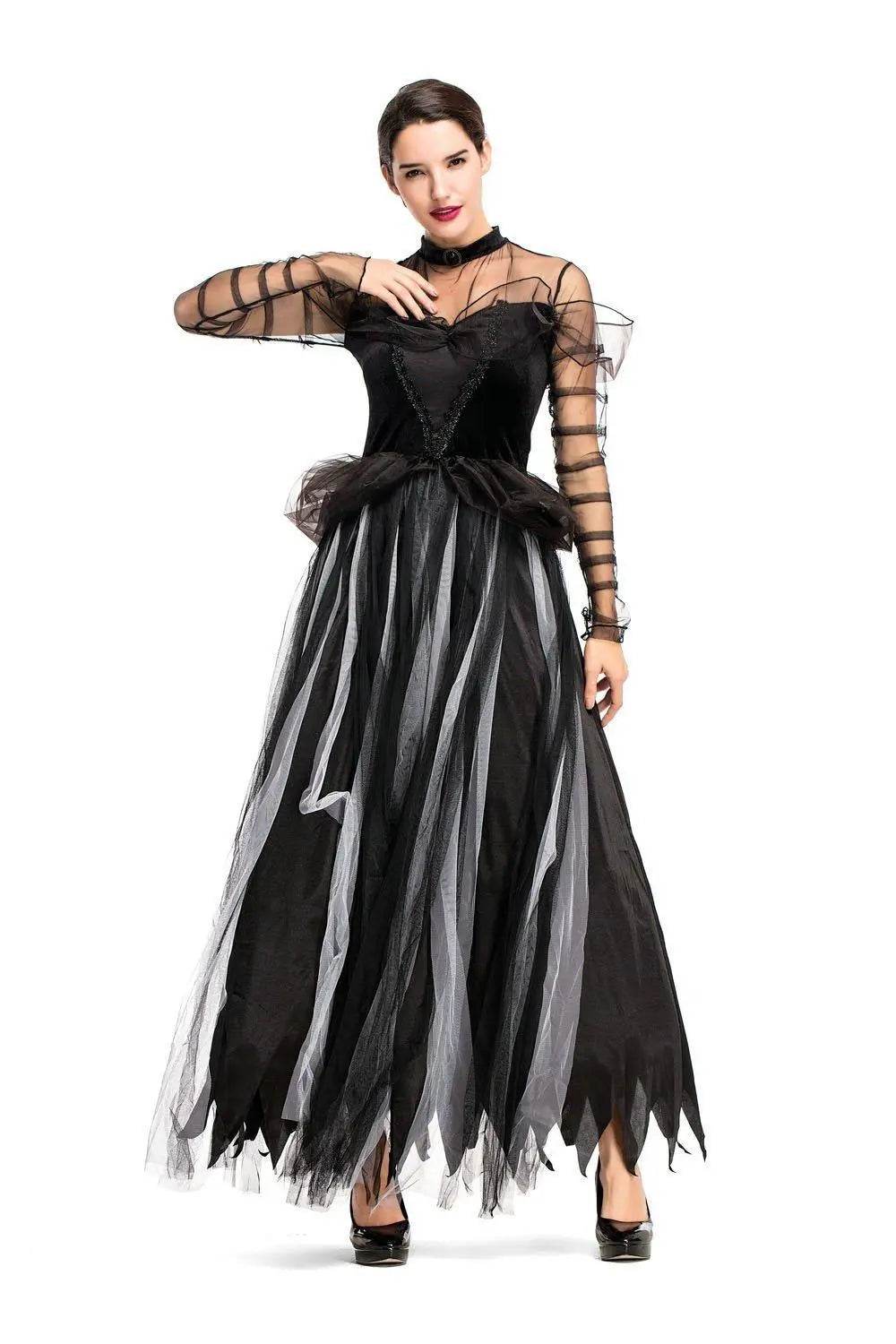 Fairy Tale Black Swan Cos Witch Cos Costume for Halloween Party Prom - Ecosfun