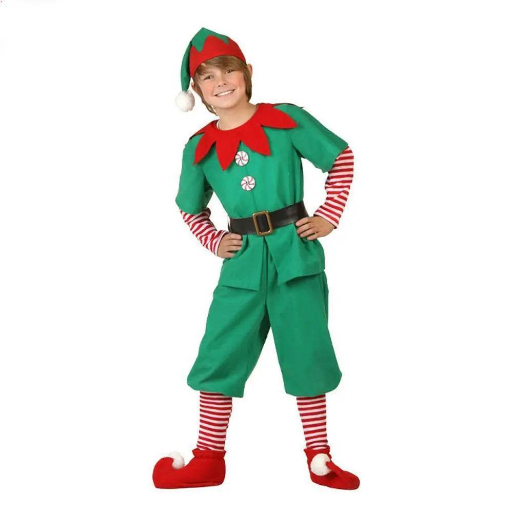 Family Matching Costume Christmas Suit Green Elf Santa Claus Outfits - Ecosfun