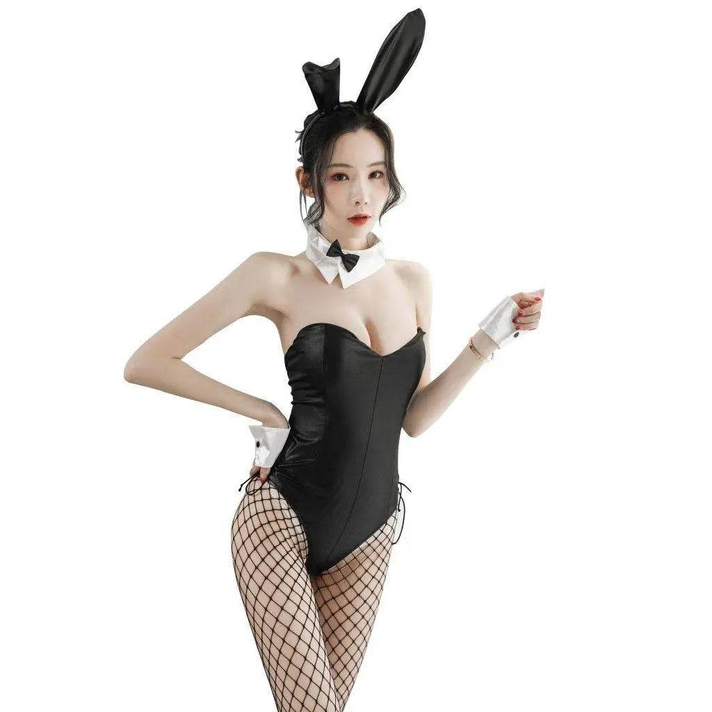 Fever Bunny Costume jumpsuit Patent leather uniform - Ecosfun