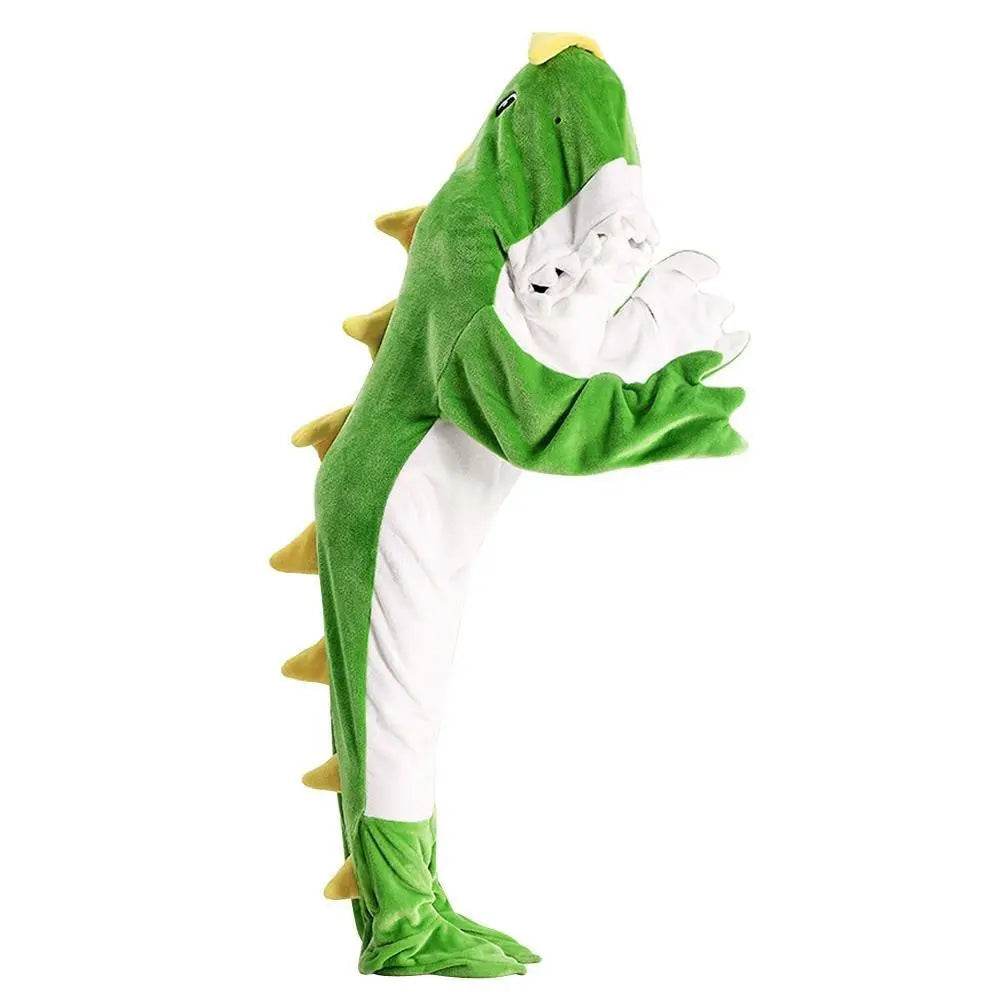 Green Dinosaur Animal Sleeping Bag Loose Onesies Pajamas Adult Super Soft Fleece Hoodie - Ecosfun