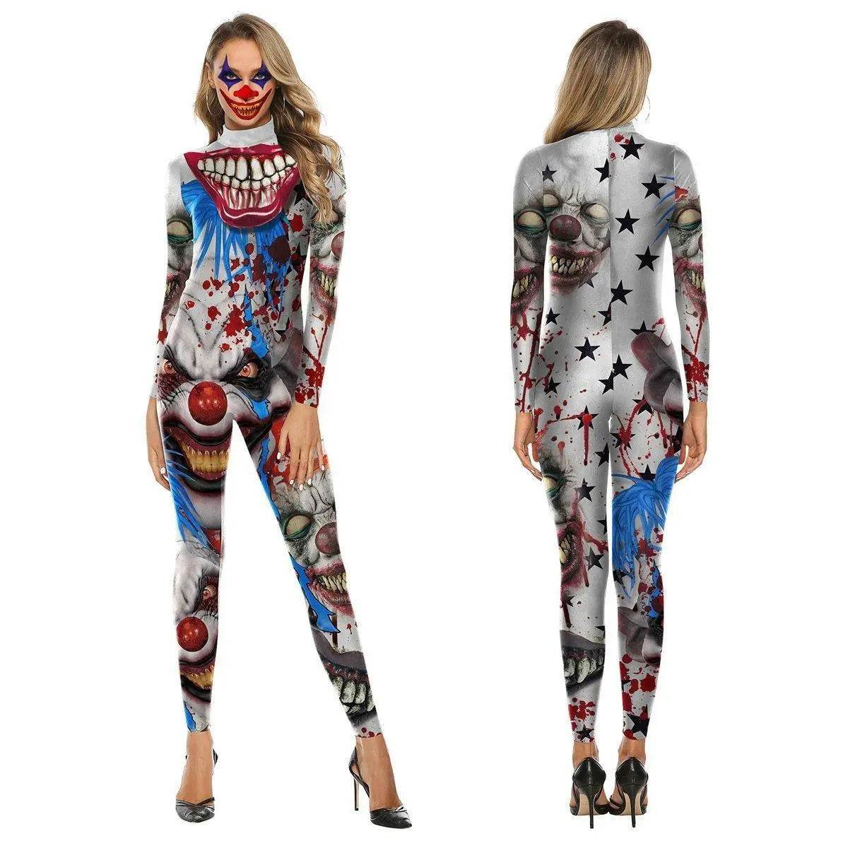 Halloween Adult Street Show Clown Cosplay Costume Polyester Bodysuit - Ecosfun