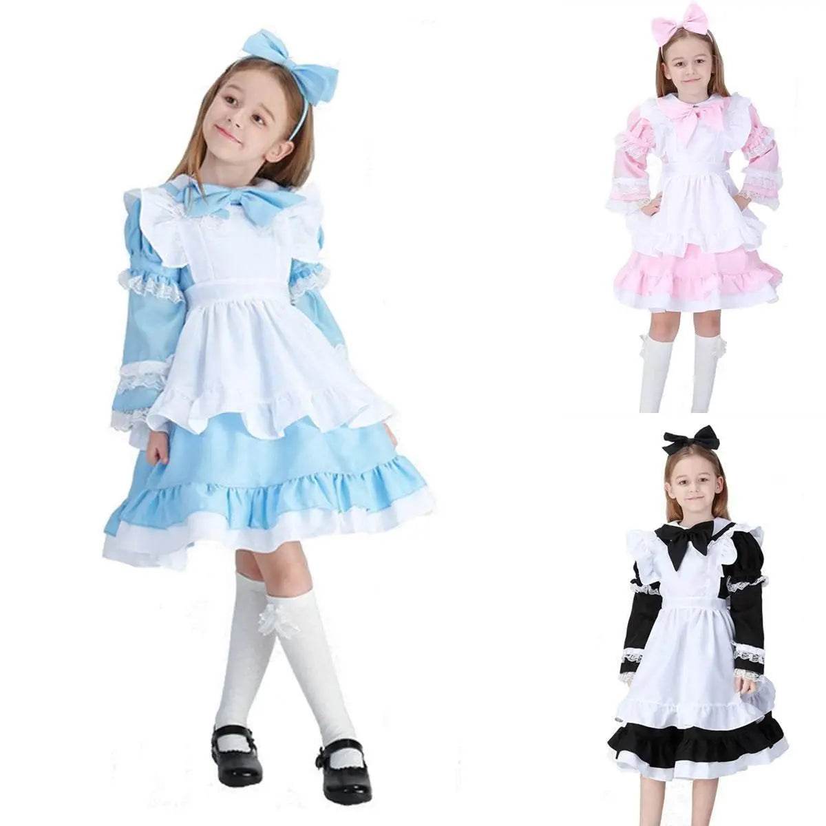 Halloween Alice Dress Girl's Princess Costume Maid Dress for kids - Ecosfun