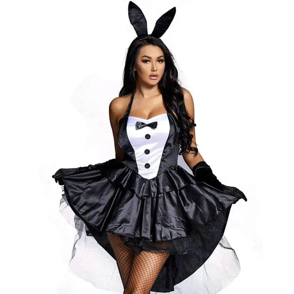 Halloween Women's bunny tuxedo magician Black Easter costume for girl - Ecosfun