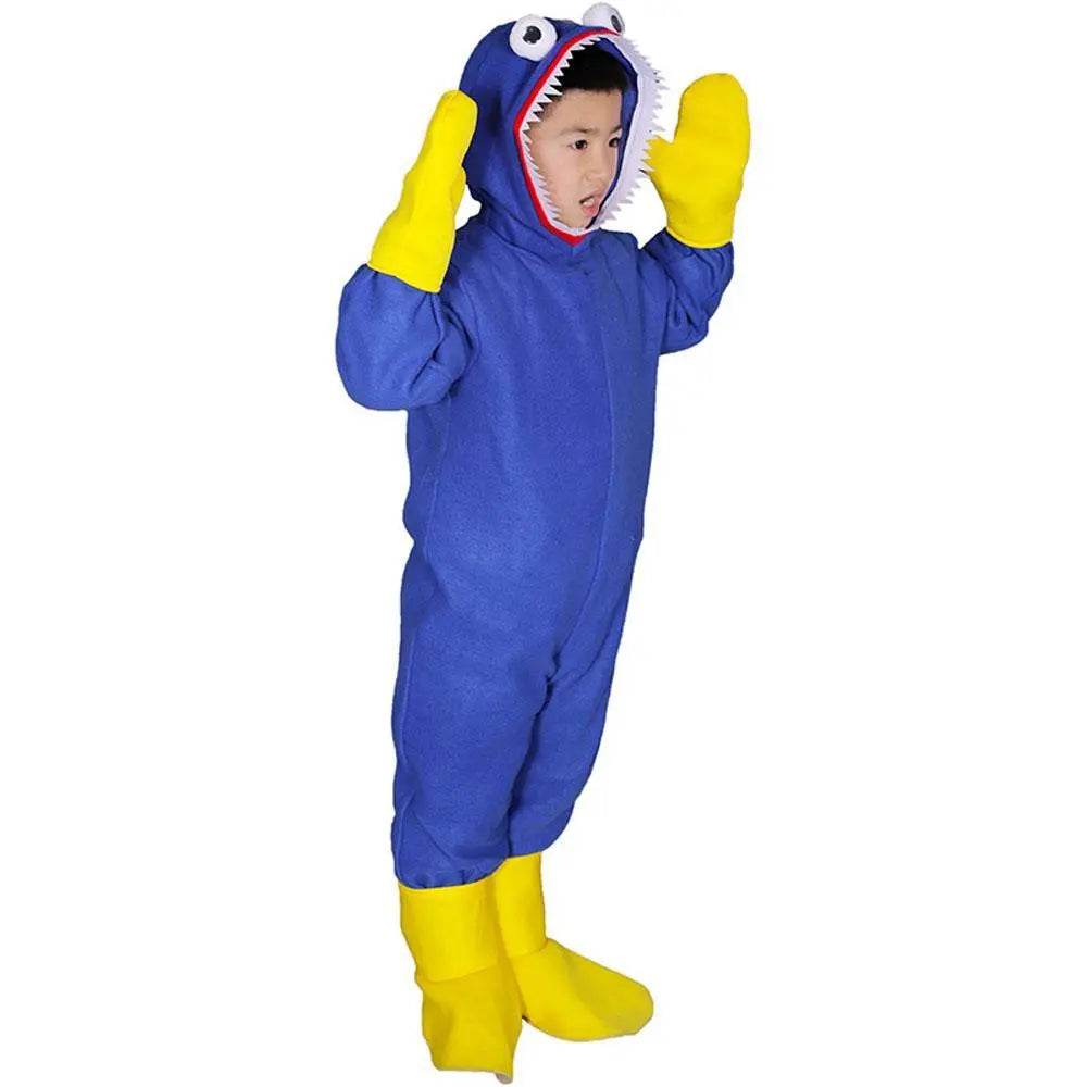 Huggy-Wuggy Cosplay Costume Poppy-Playtime Jumpsuit Onesie Halloween Outfit for Kids Boys Girls - Ecosfun