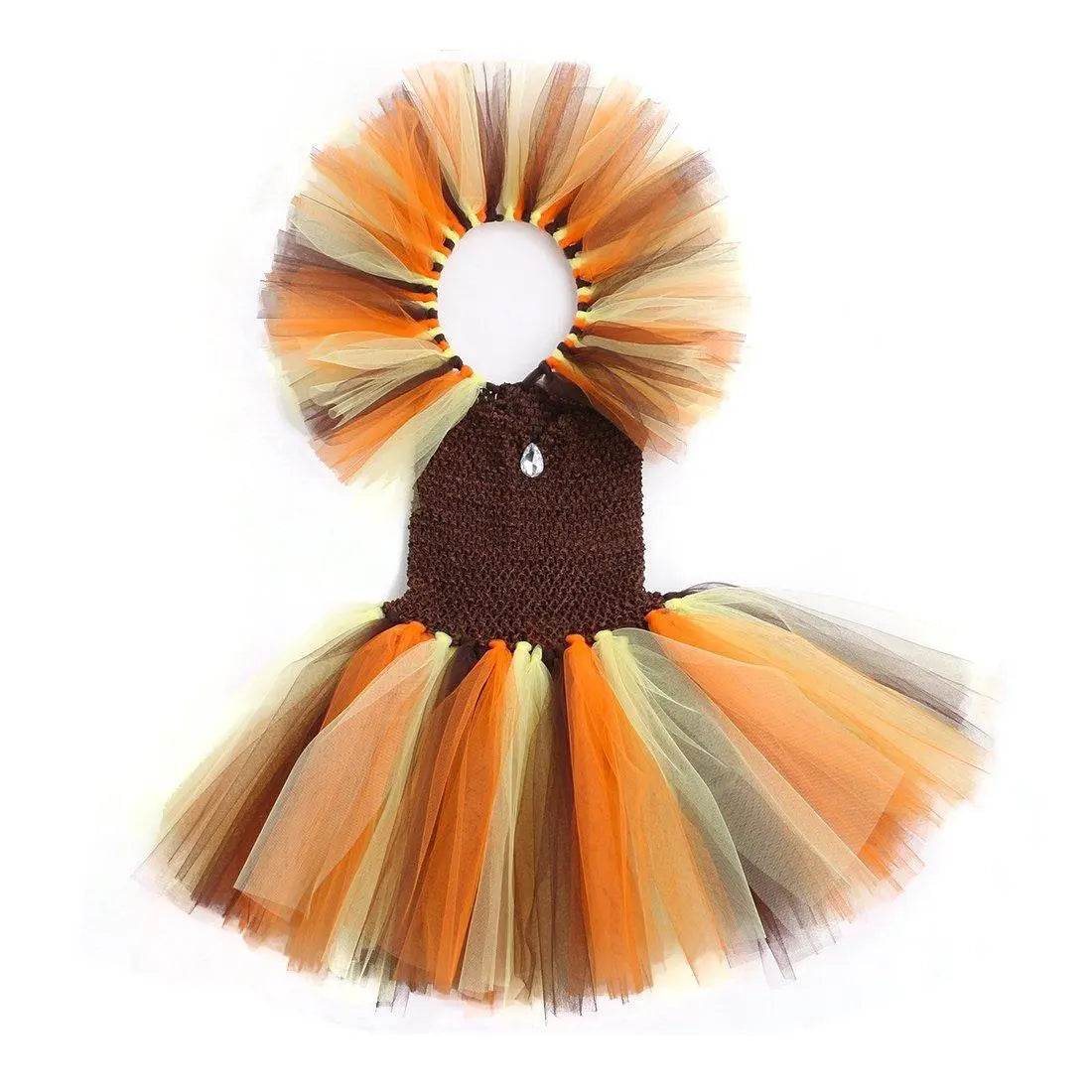 Jungle Safari Tutu Dress Costumes for Girls Halloween Reindeer Tiger Lion Leopard - Ecosfun