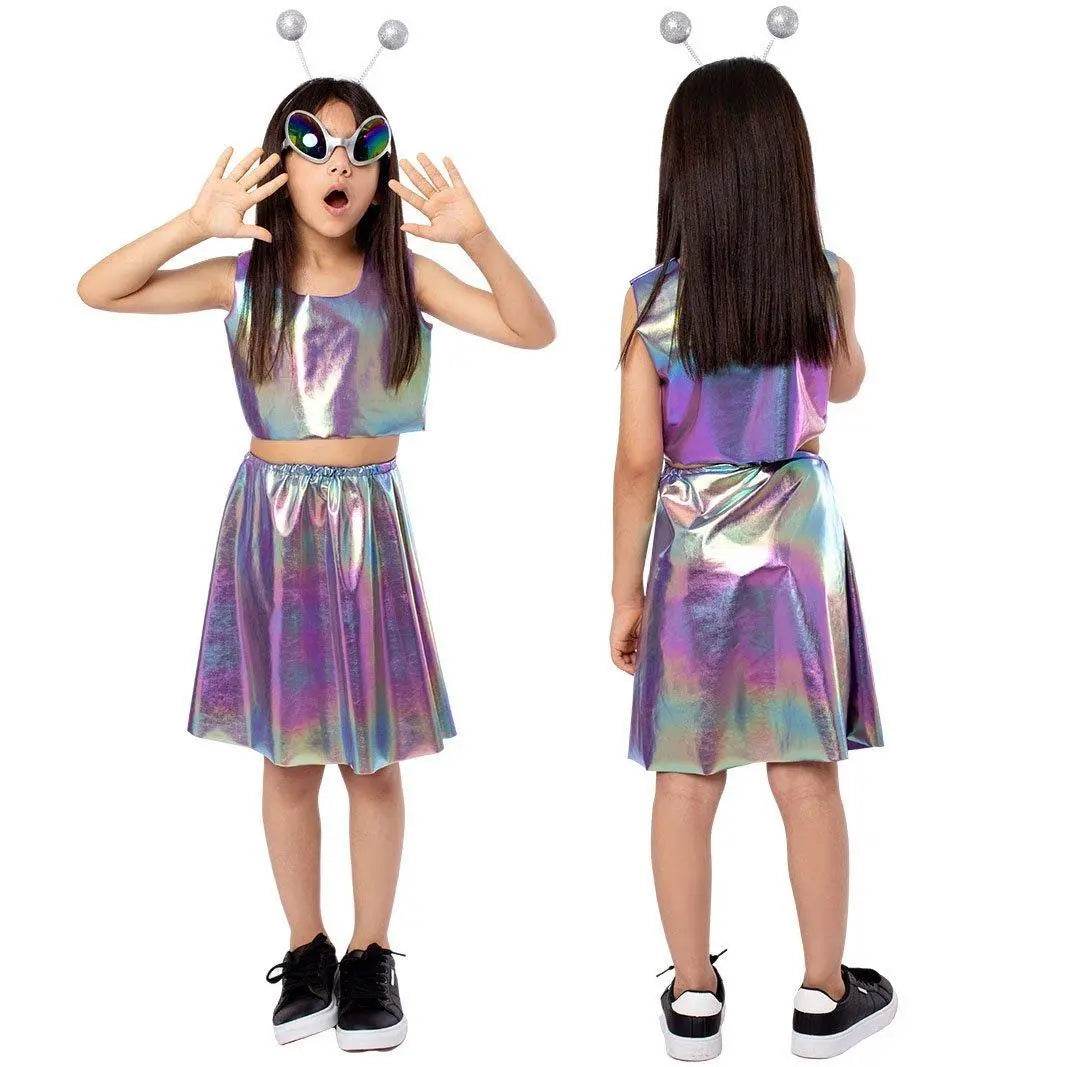 Kids Alien Role Play Costume Halloween Skirt Outfit for School Stage Performances - Ecosfun