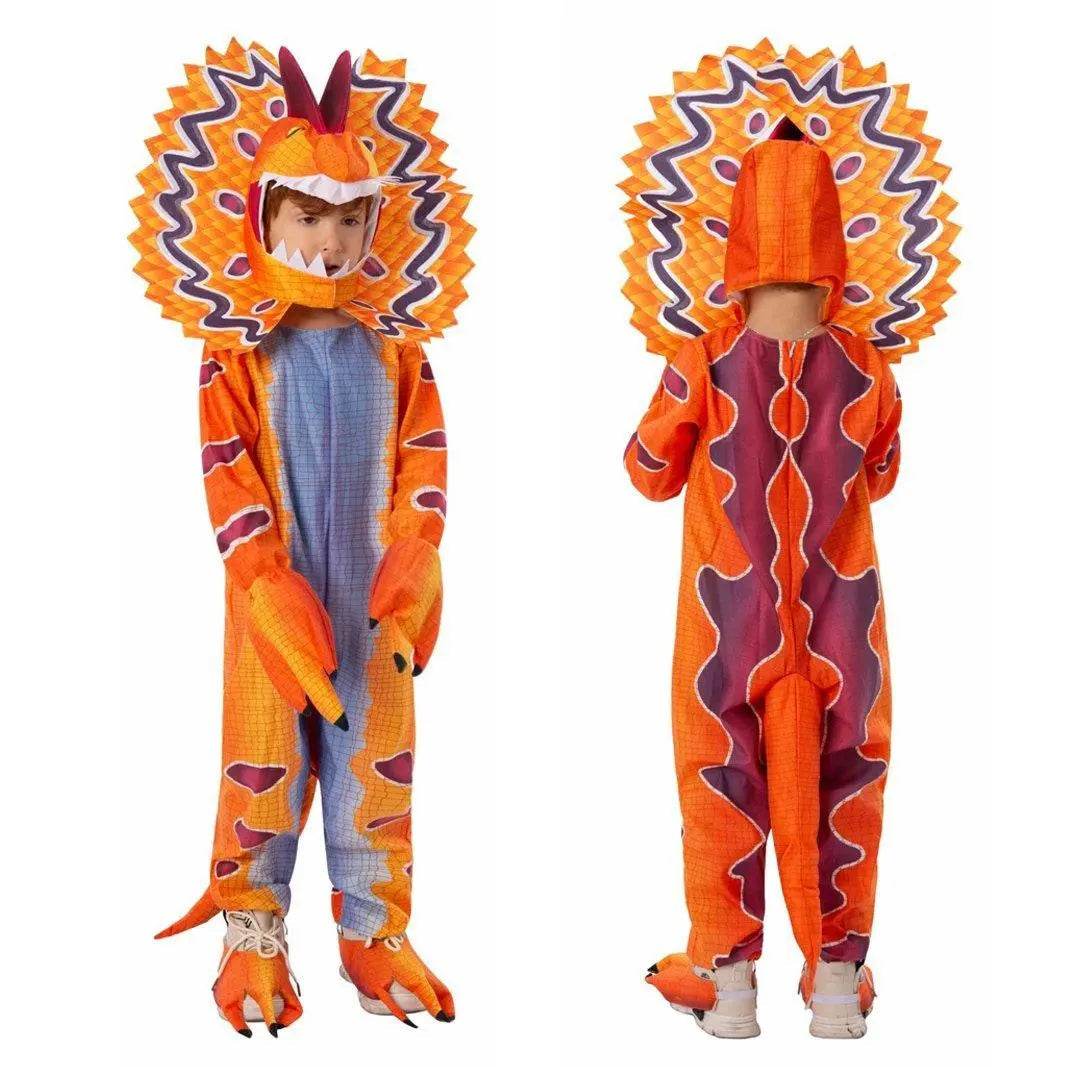 Kids Dilophosaurus Orange Animal Halloween Cosplay Party Costumes - Ecosfun