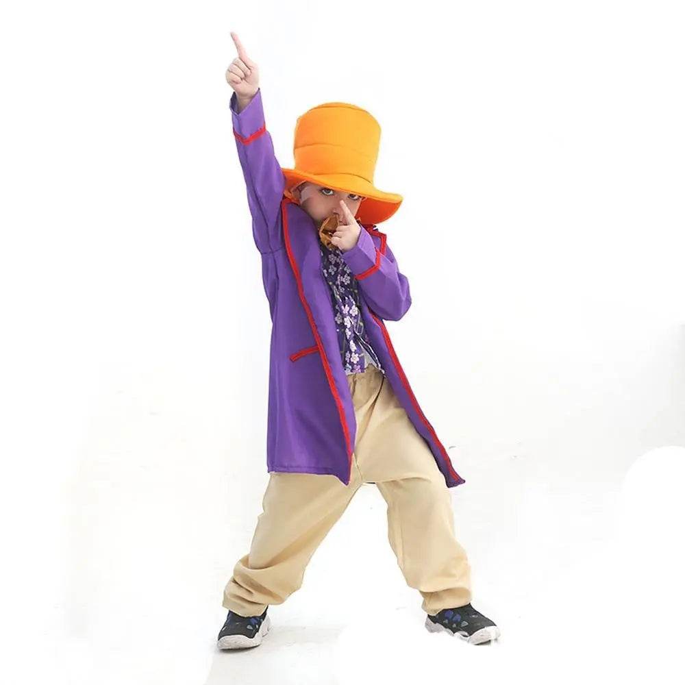 Kids Willy Wonka Charlie and the Chocolate Factory Johnny Depp Cosplay Suit Costume Set - Ecosfun