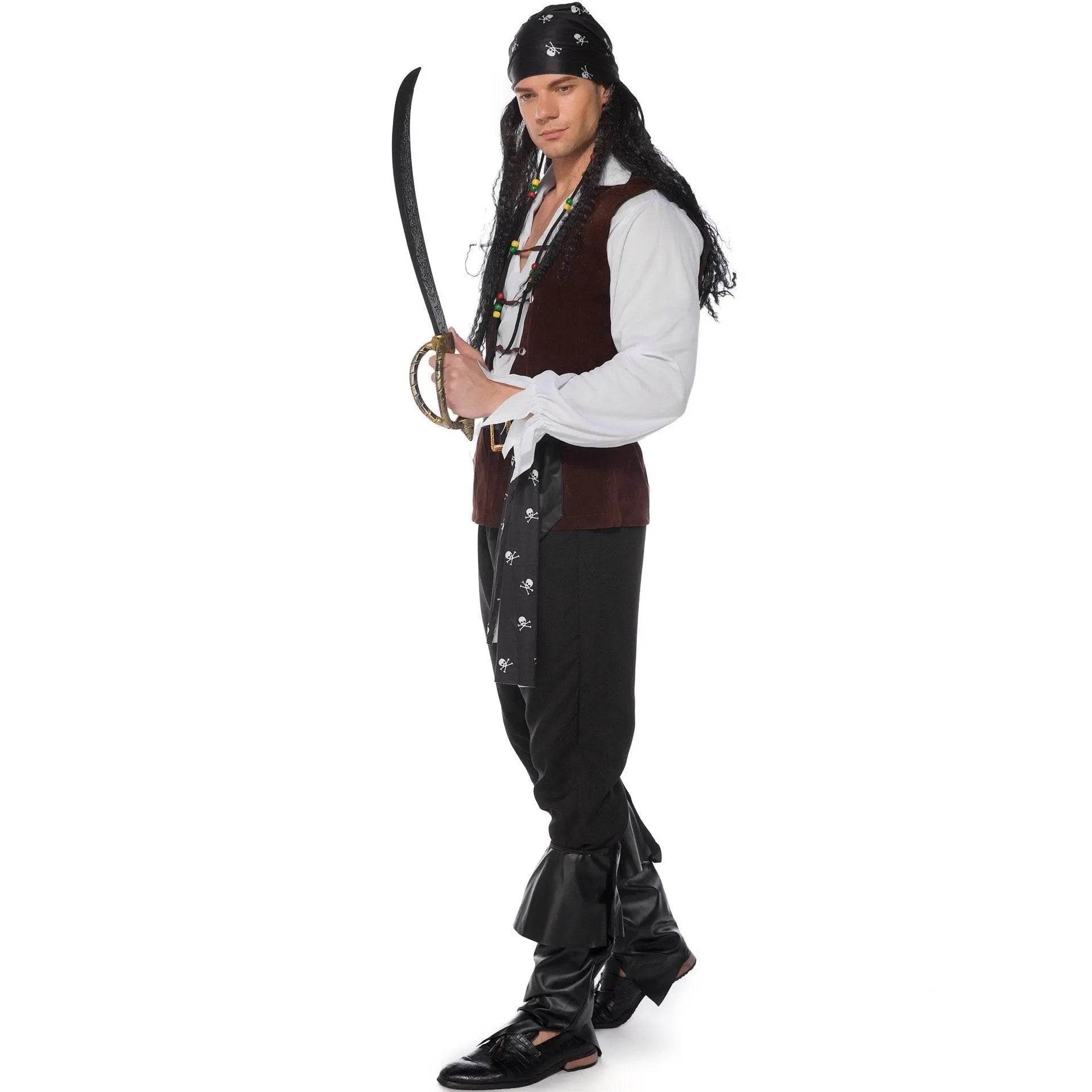 Male Pirate Outfit Vintage Cosplay Costume Carnival Halloween For Mens - Ecosfun