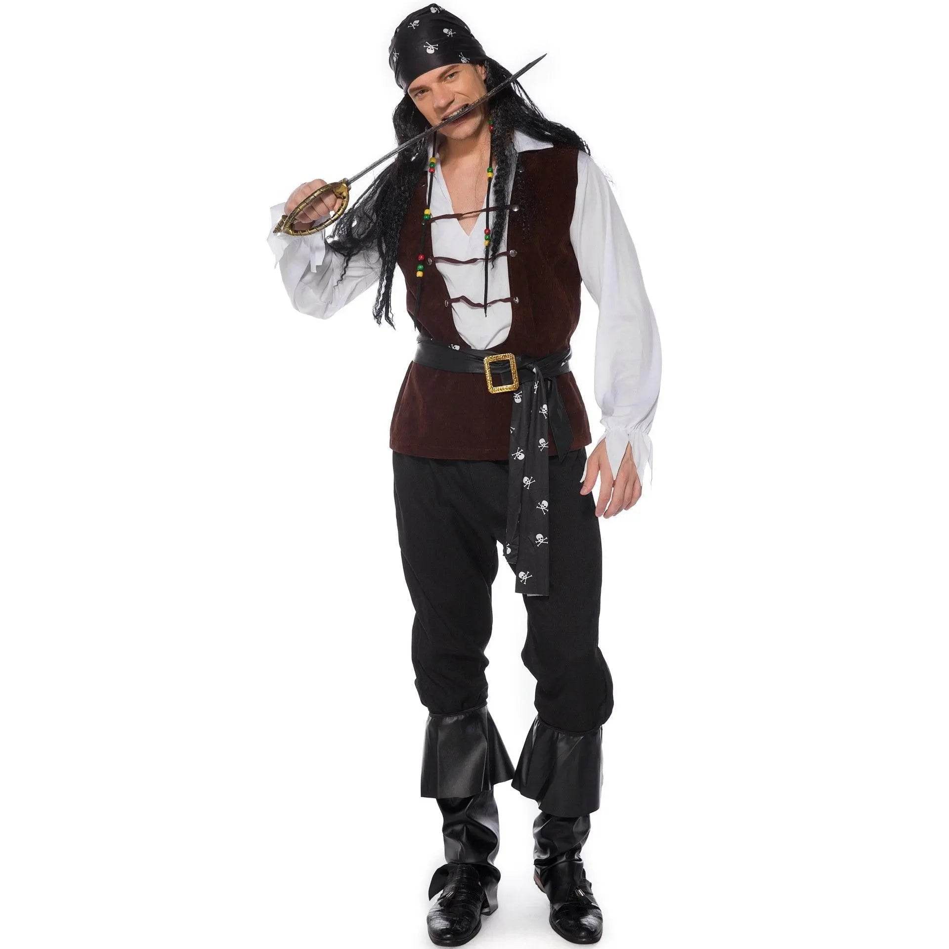 Male Pirate Outfit Vintage Cosplay Costume Carnival Halloween For Mens - Ecosfun