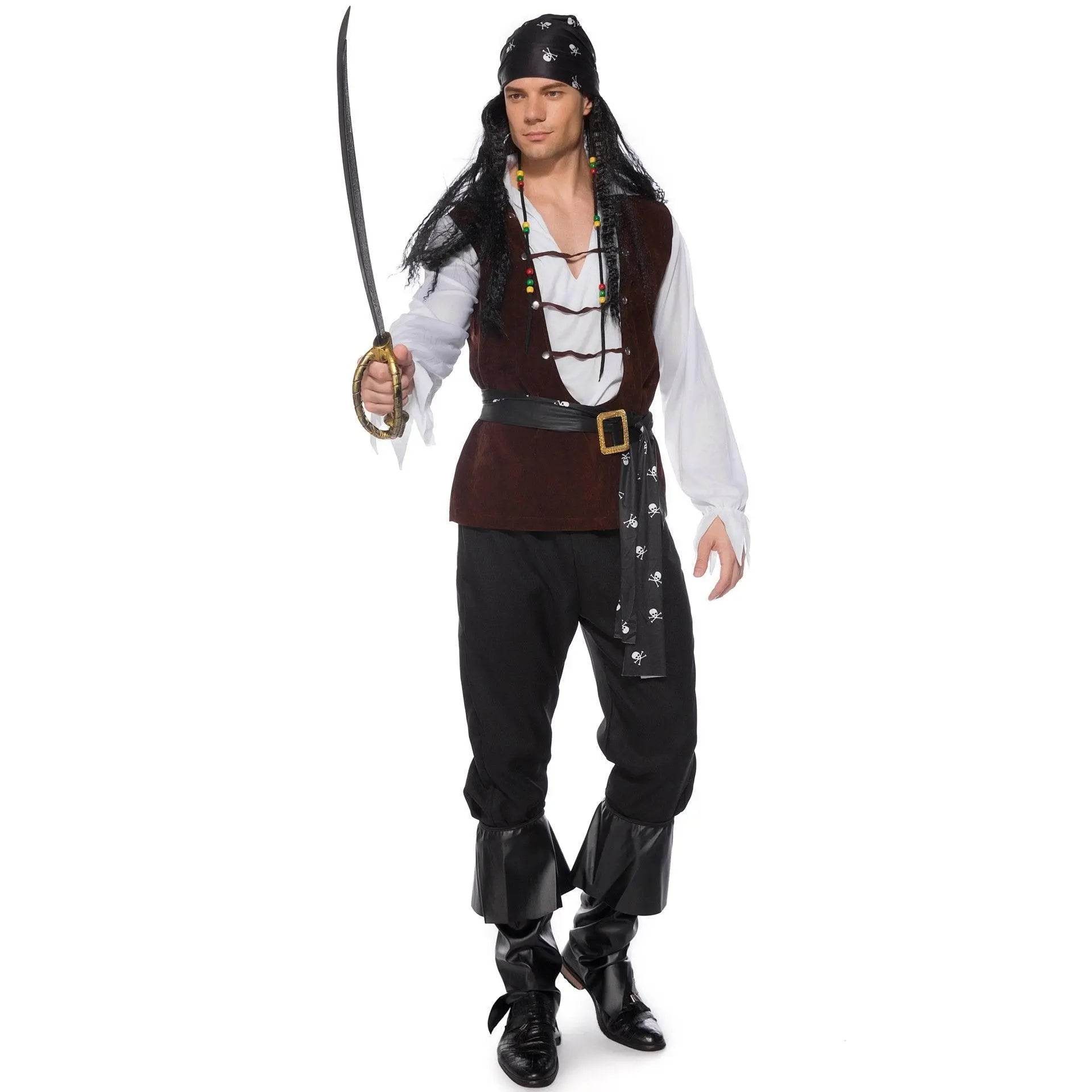 Male Pirate Outfit Vintage Cosplay Costume Carnival Halloween For Mens - Ecosfun