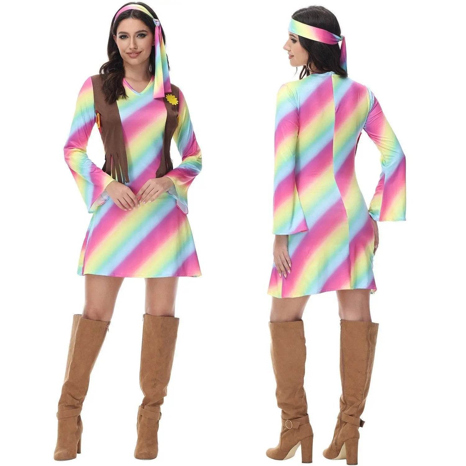 Retro Disco 80s Costumes Vintage Cosplay Halloween Outfit Fancy Dress - Ecosfun