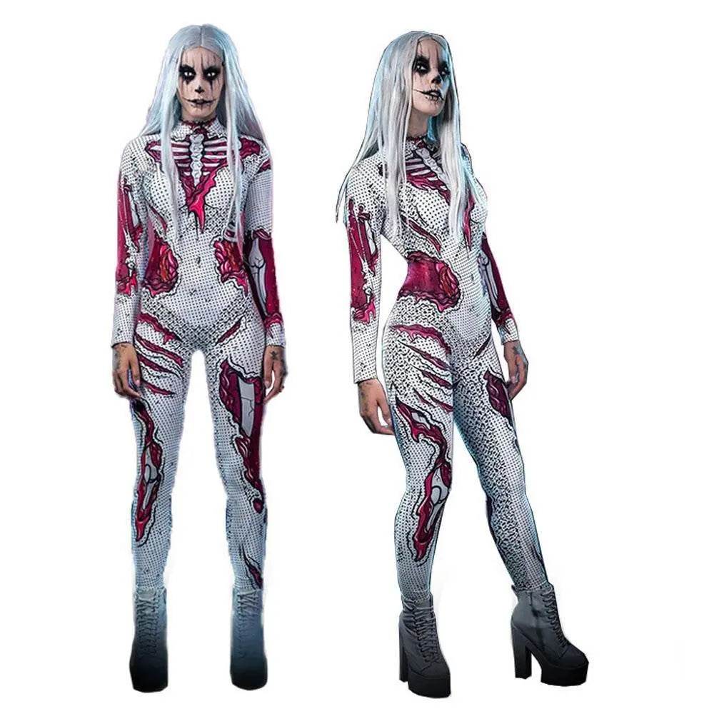 Skeleton Costumes Halloween Horror Zombie Cosplay Jumpsuit for Women's Carnival Bodysuit Adult Zentai - Ecosfun