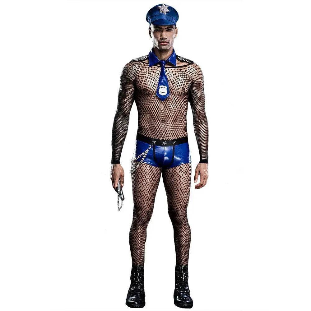 Stag Do Men Blue Police Night Club Costume - Ecosfun