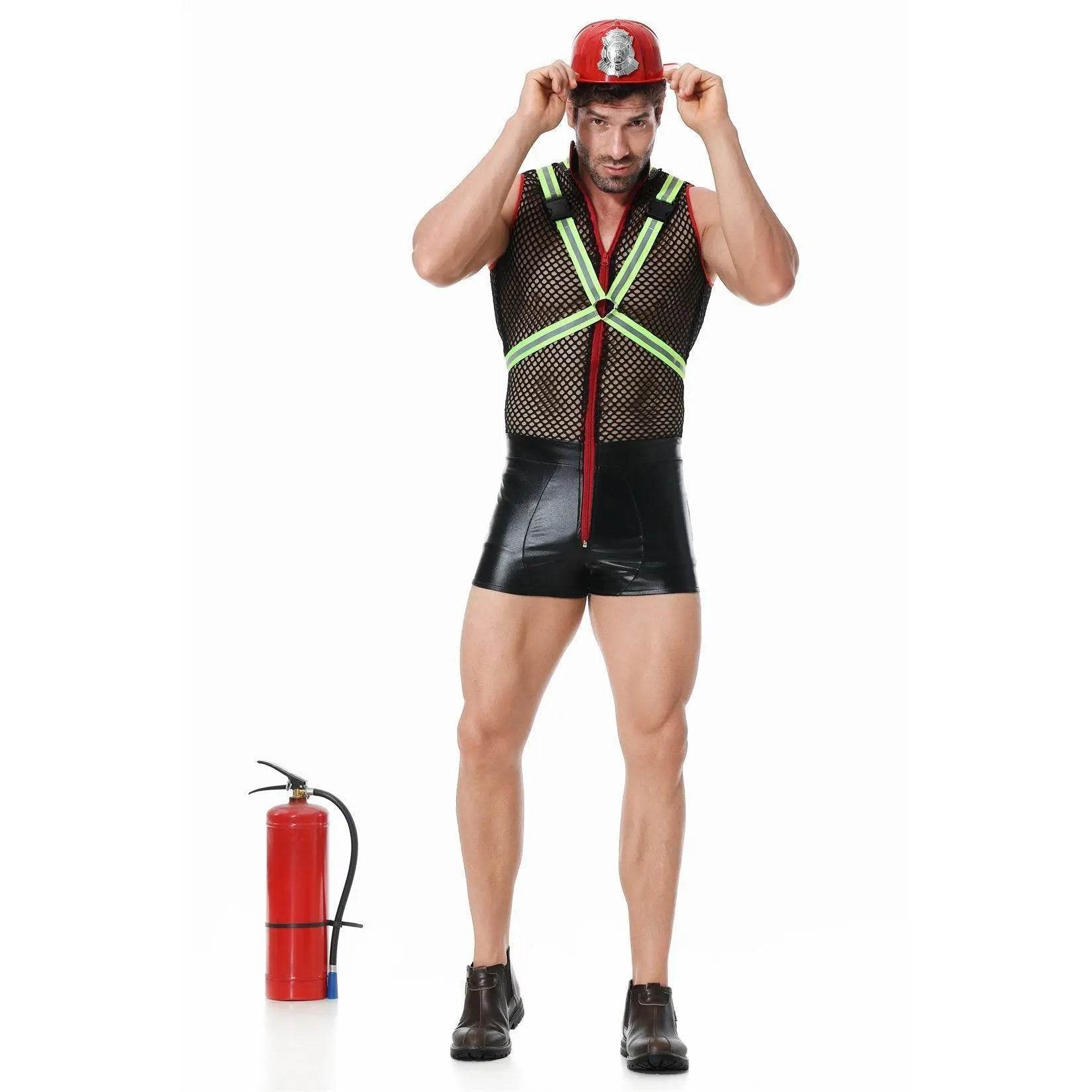 Stag Do Party Fancy Dress Firemen Costume Outfit for Men Clubwear Party - Ecosfun