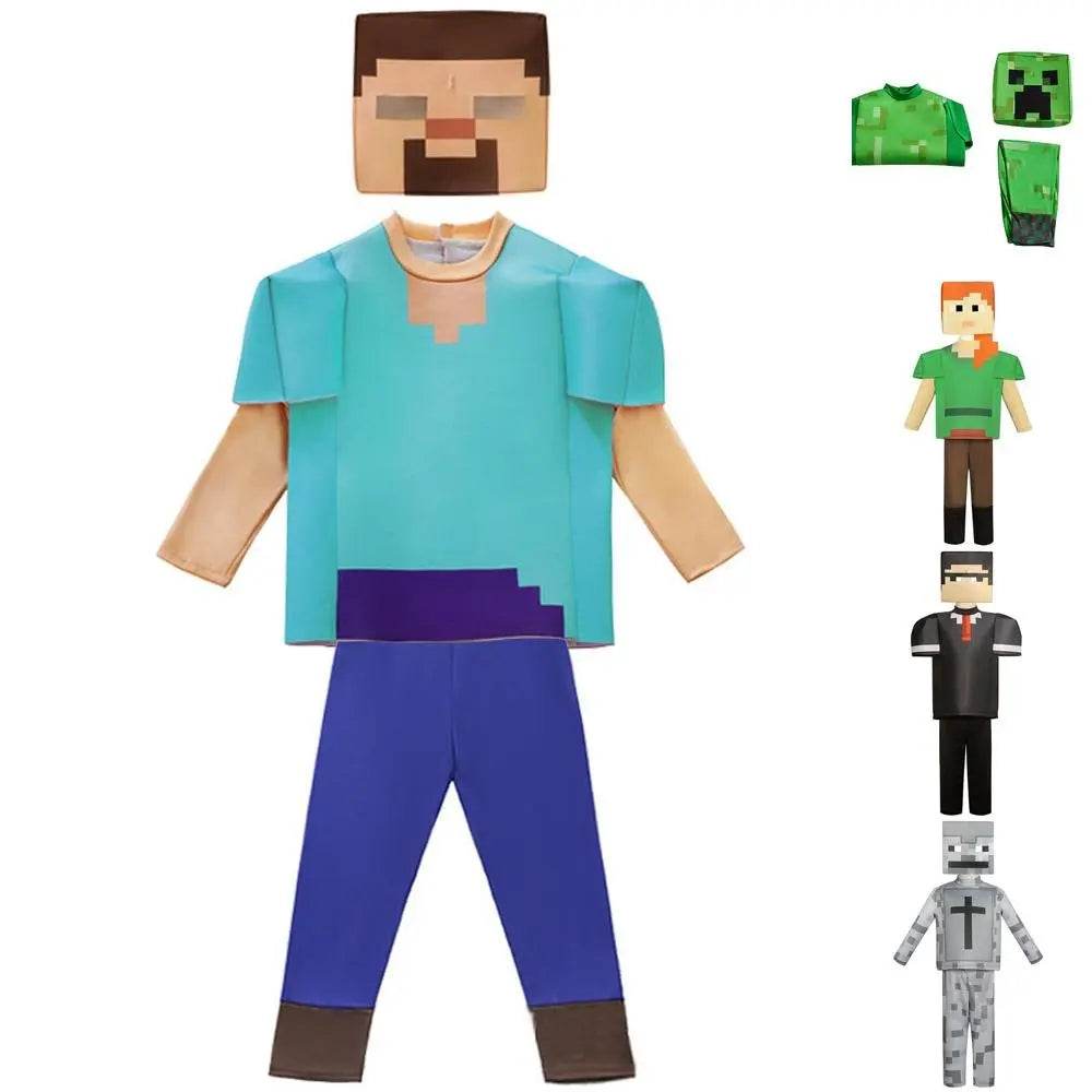 Steve Costume Minecraft Herobrine Notch Alex Cosplay Stage Game Costumes Suits For Kids - Ecosfun