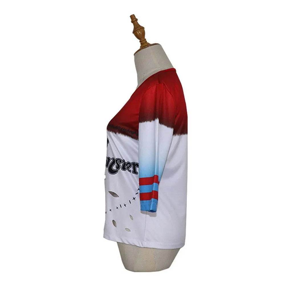Suicide Squad Harley Quinn Cosplay Costume T-shirt Halloween Queen Outfit - Ecosfun