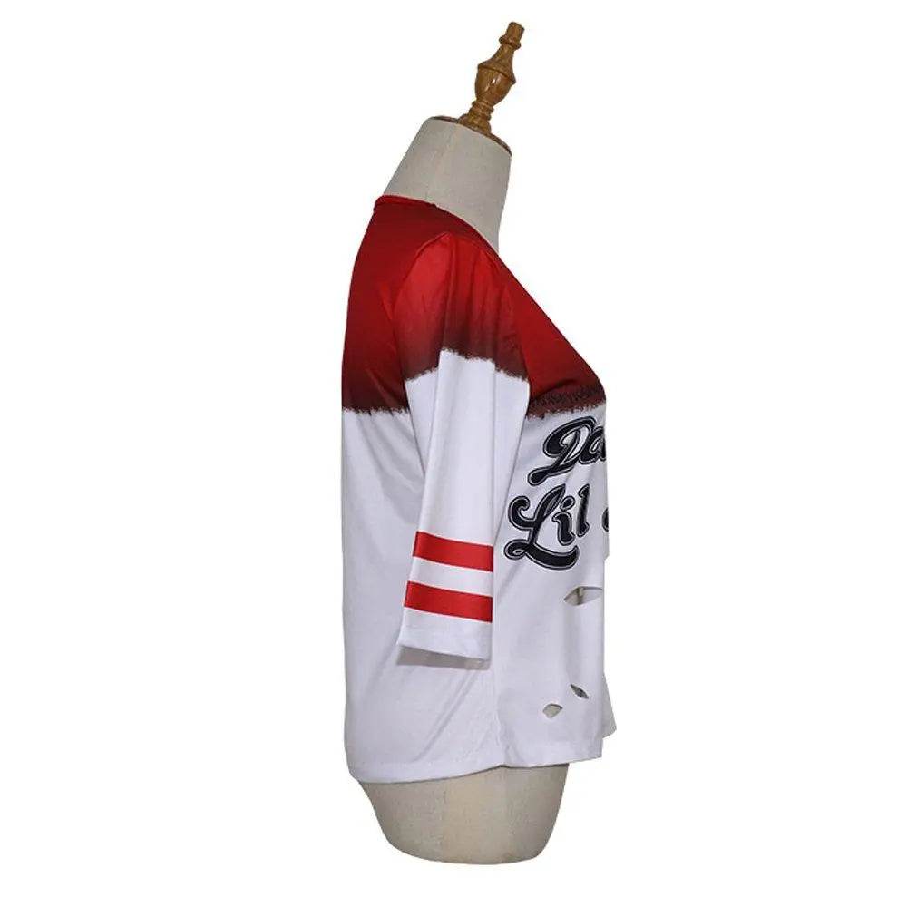 Suicide Squad Harley Quinn Cosplay Costume T-shirt Halloween Queen Outfit - Ecosfun