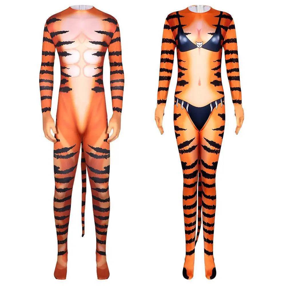 Tiger Stripes Animal Cosplay Zentai Costume Jumpsuit Bodysuit Outfits Adult - Ecosfun