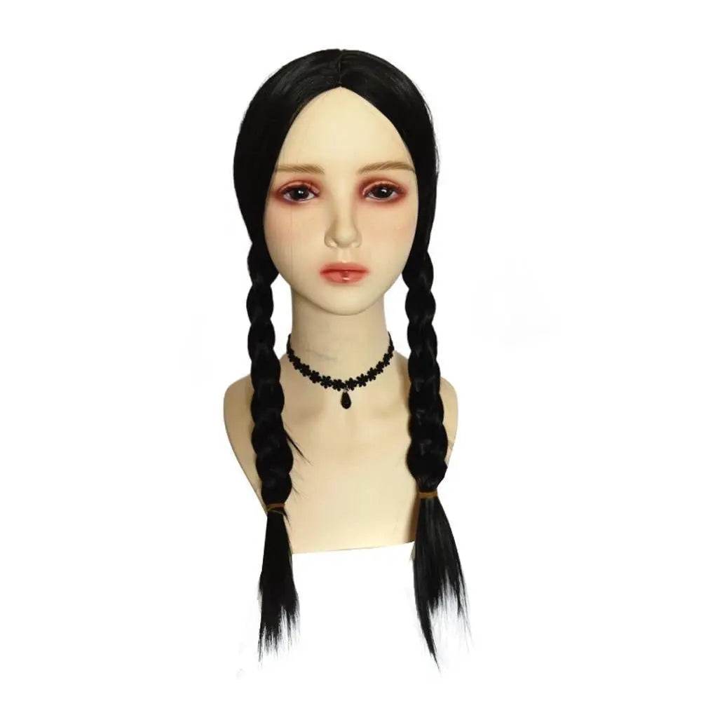 Wednesday Addams Wig The Addams Family Cosplay Black middle part braid wigs For Adult - Ecosfun