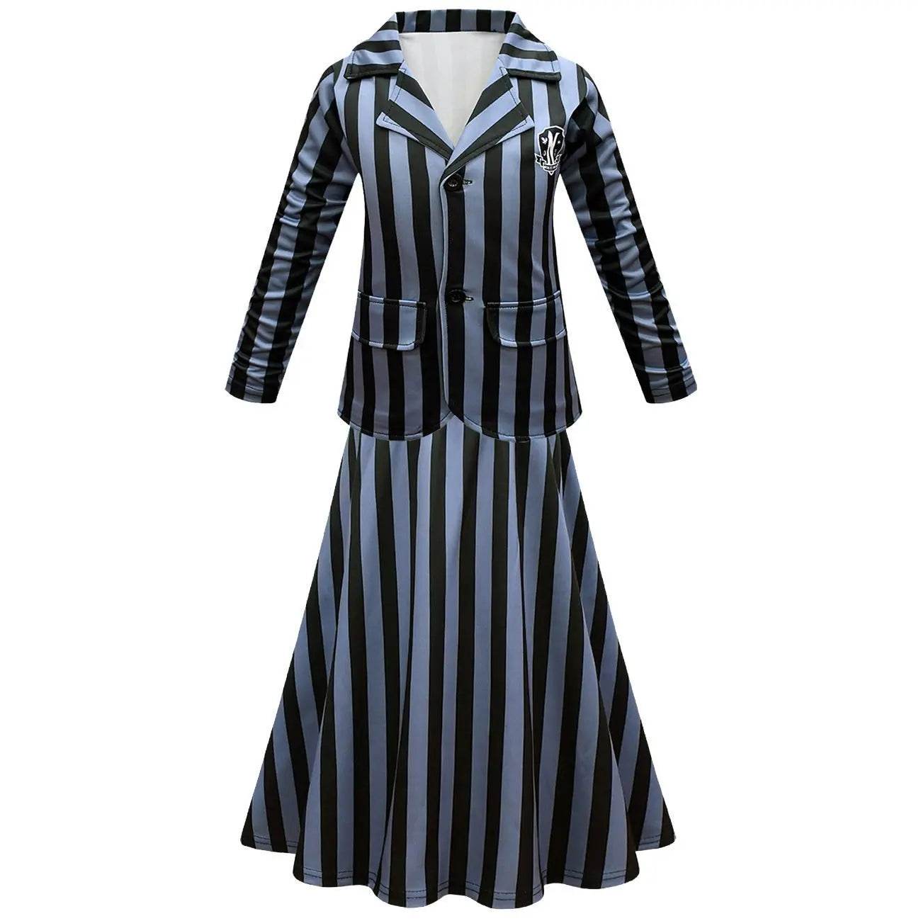 Wednesday Costume The Addams Family Cosplay Long Sleeve suit skirt For Kids - Ecosfun