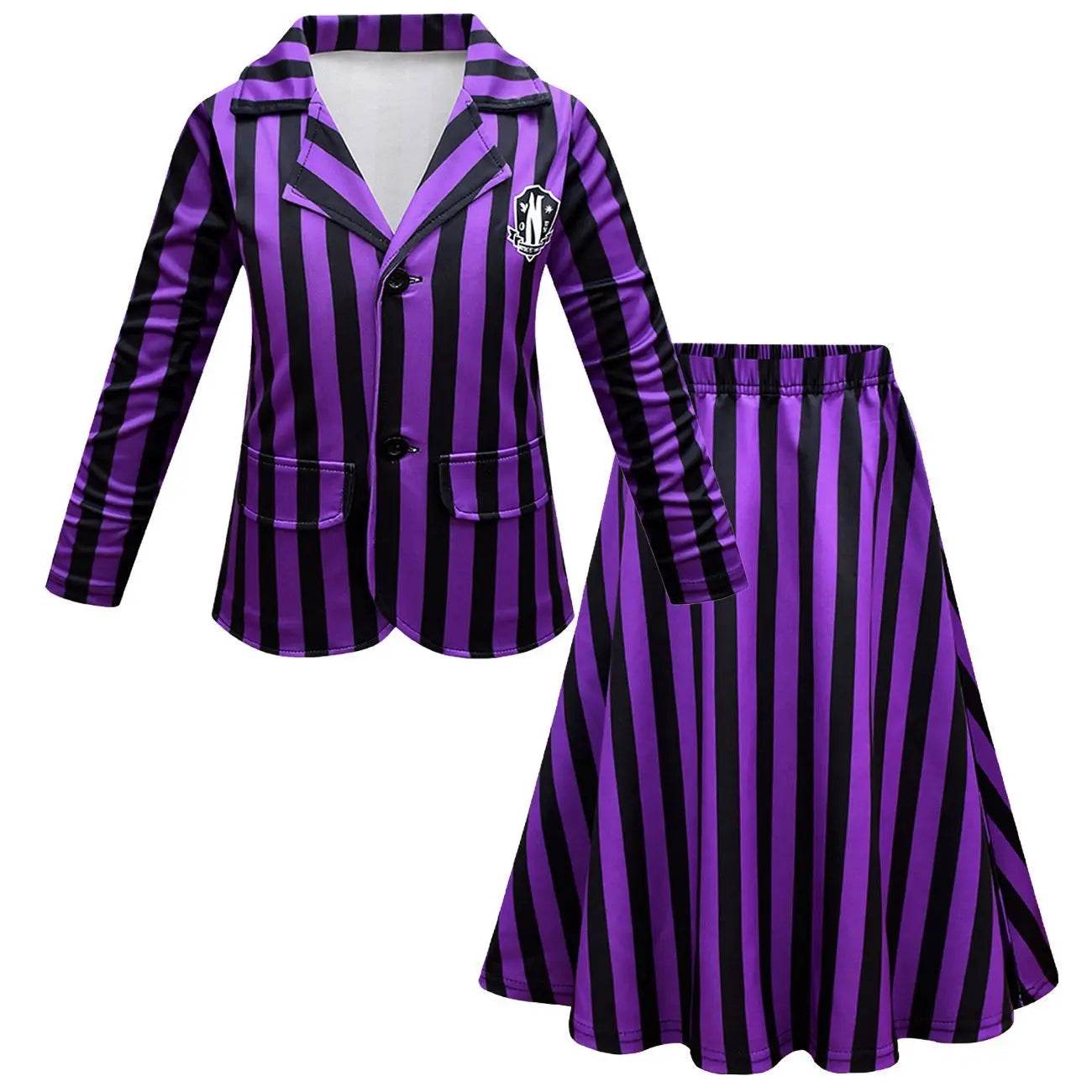 Wednesday Costume The Addams Family Cosplay Long Sleeve suit skirt For Kids - Ecosfun