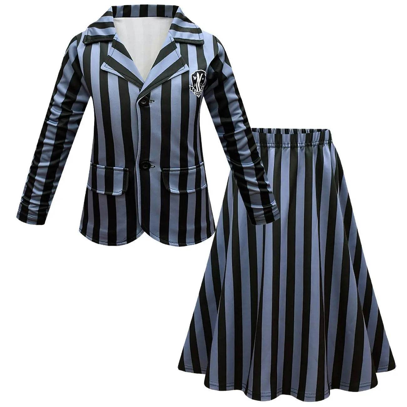 Wednesday Costume The Addams Family Cosplay Long Sleeve suit skirt For Kids - Ecosfun