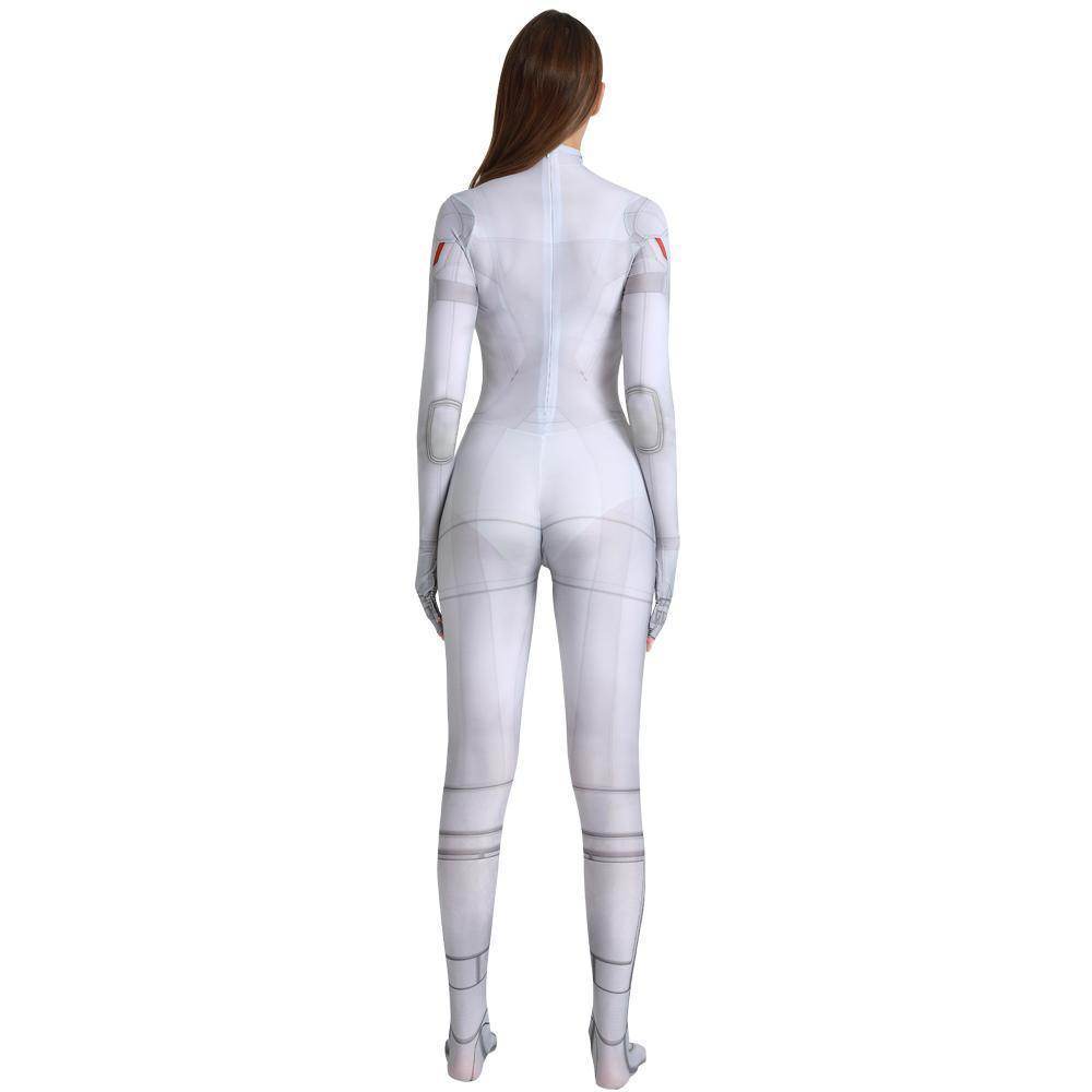 Black Widow White Cosplay Costume Zentai Bodysuit for Halloween Party - Ecosfun