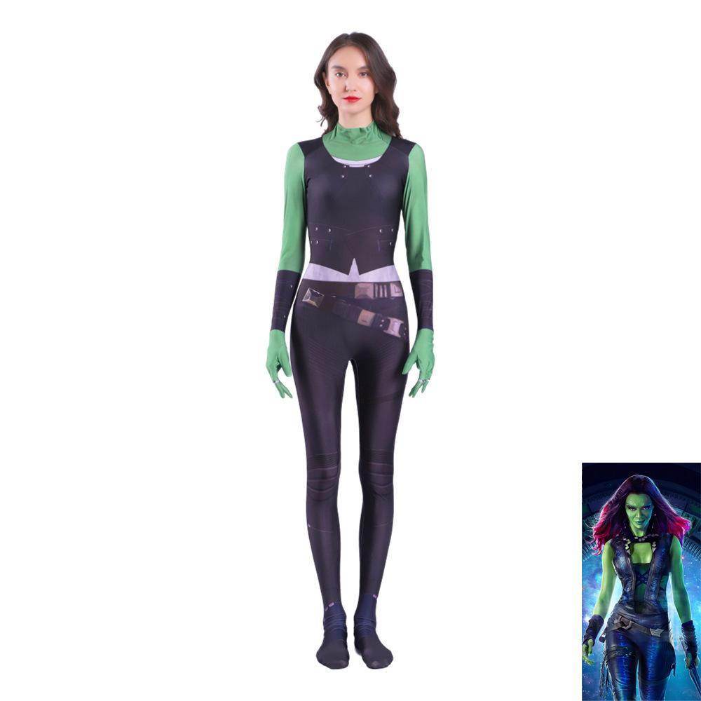 Gamora Costumes Guardians of The Galaxy Cosplay Jumpsuit Superhero Avengers Zentai - Ecosfun