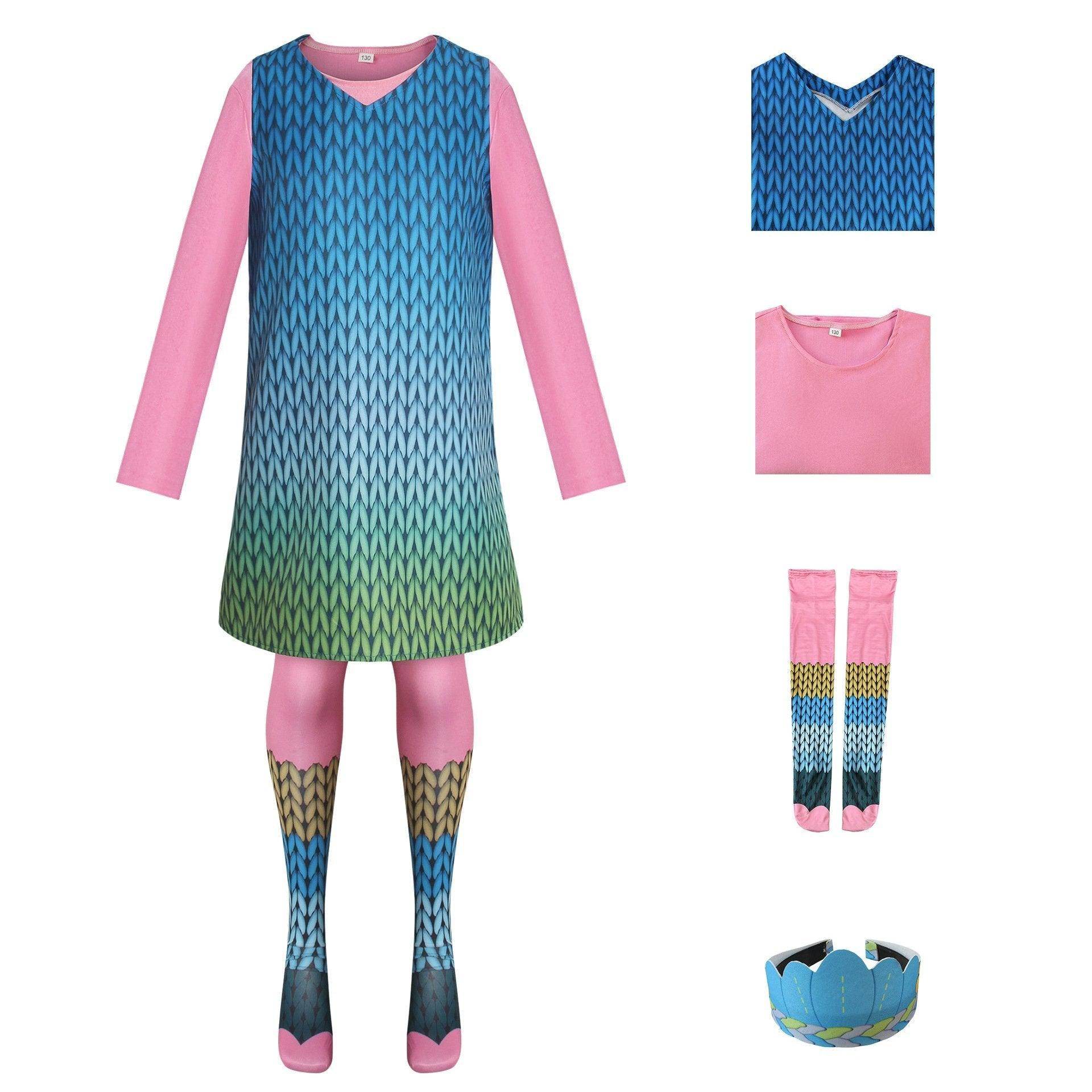 Girl Poppy Dress And Boy Branch Costume Wig Trolls 2 World Tour Cosplay For Kids Adult - Ecosfun