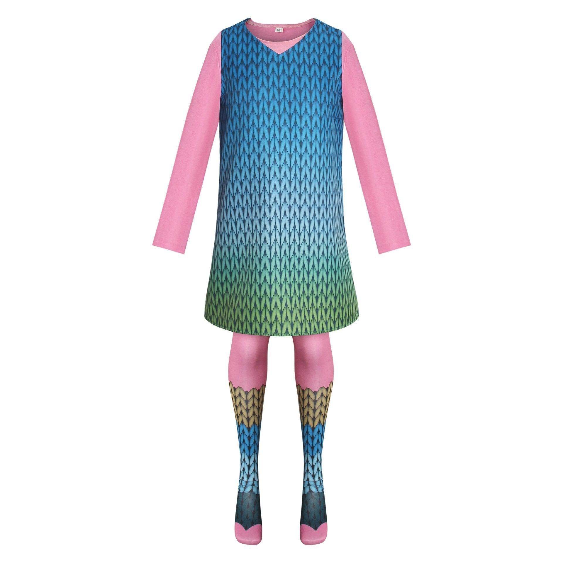 Girl Poppy Dress And Boy Branch Costume Wig Trolls 2 World Tour Cosplay For Kids Adult - Ecosfun